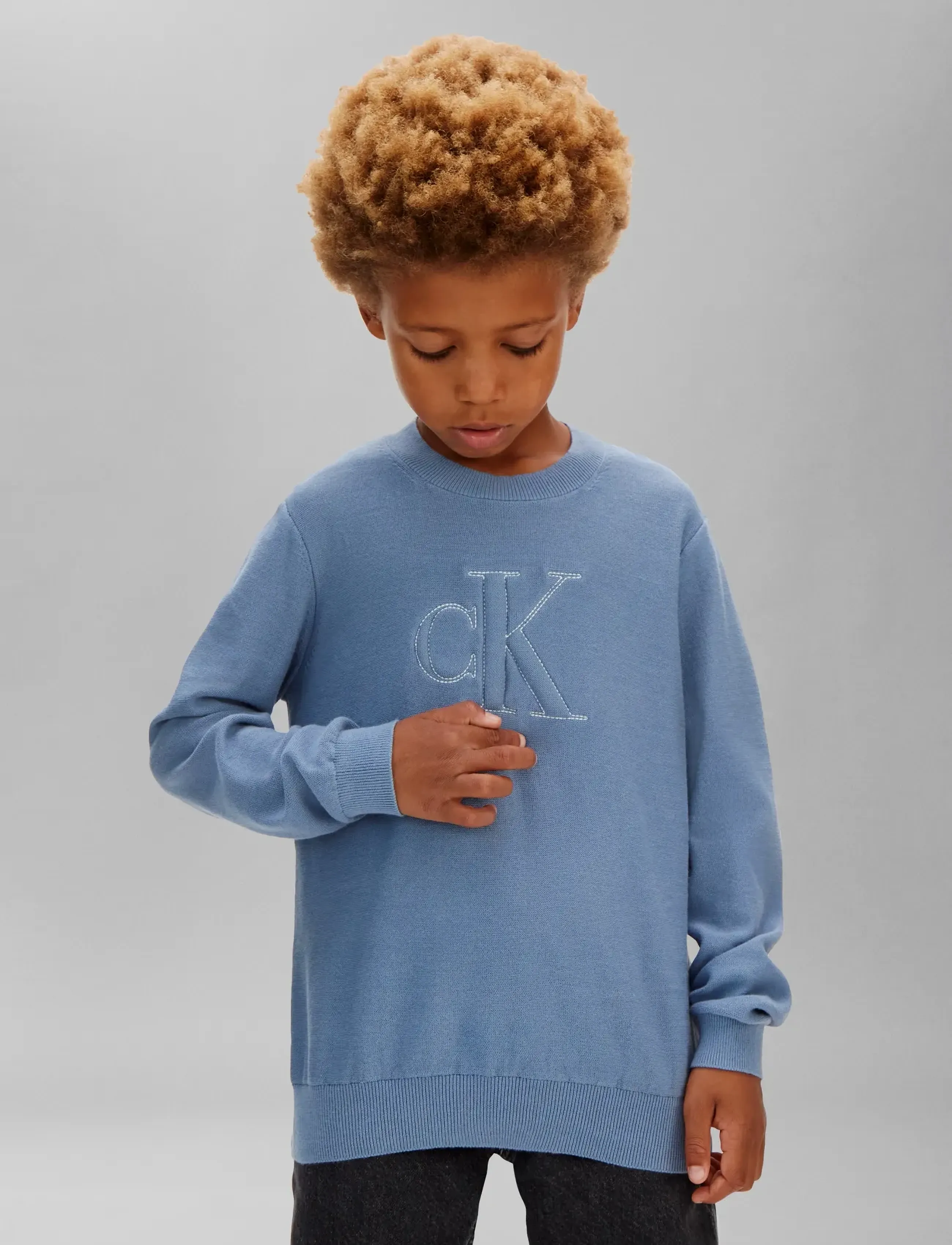 Calvin Klein - QUILTED MONOGRAM SWEATER - sweatshirts - satin blue - 3