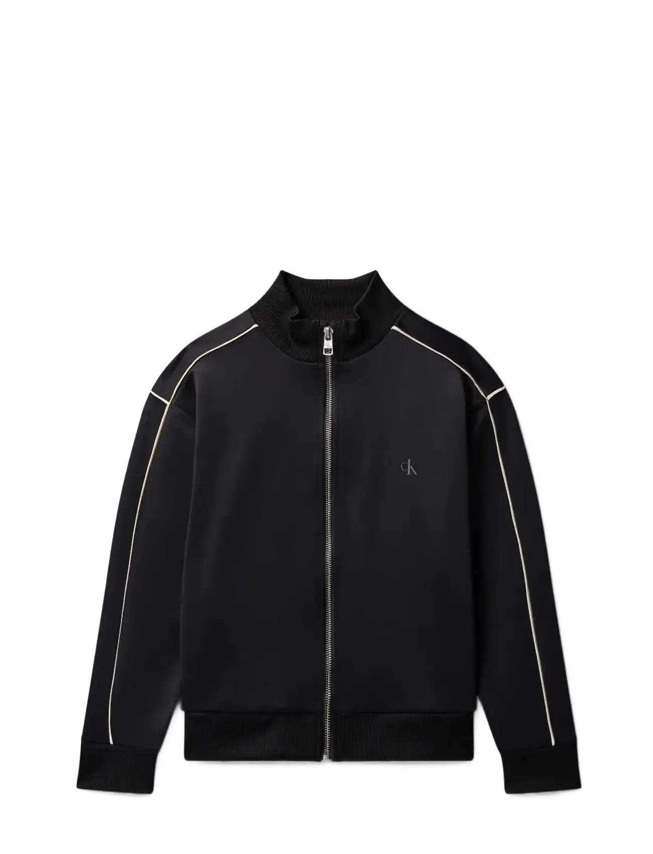 Calvin Klein PIPING ZIPTHRU - Overdele - CK BLACK / black