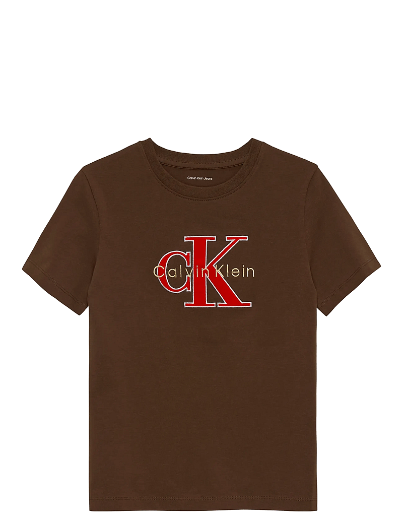 Calvin Klein - MSW MONOLOGO S/S T-SHIRT - kortærmede t-shirts - legacy brown - 0