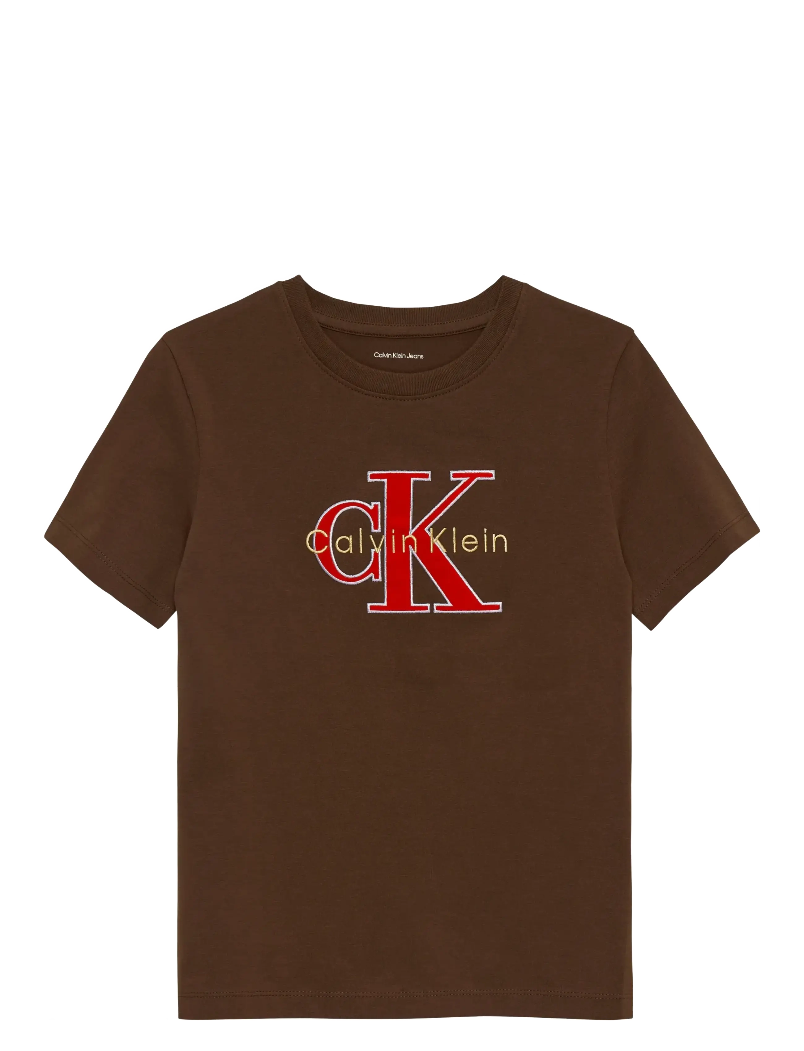Calvin Klein MSW MONOLOGO S/S T-SHIRT - Calvin Klein - LEGACY BROWN / brown