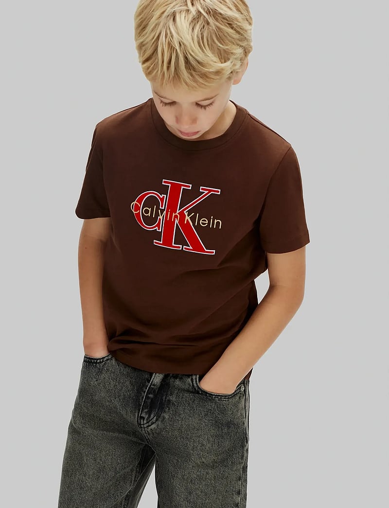 Calvin Klein - MSW MONOLOGO S/S T-SHIRT - kortärmade t-shirts - legacy brown - 0