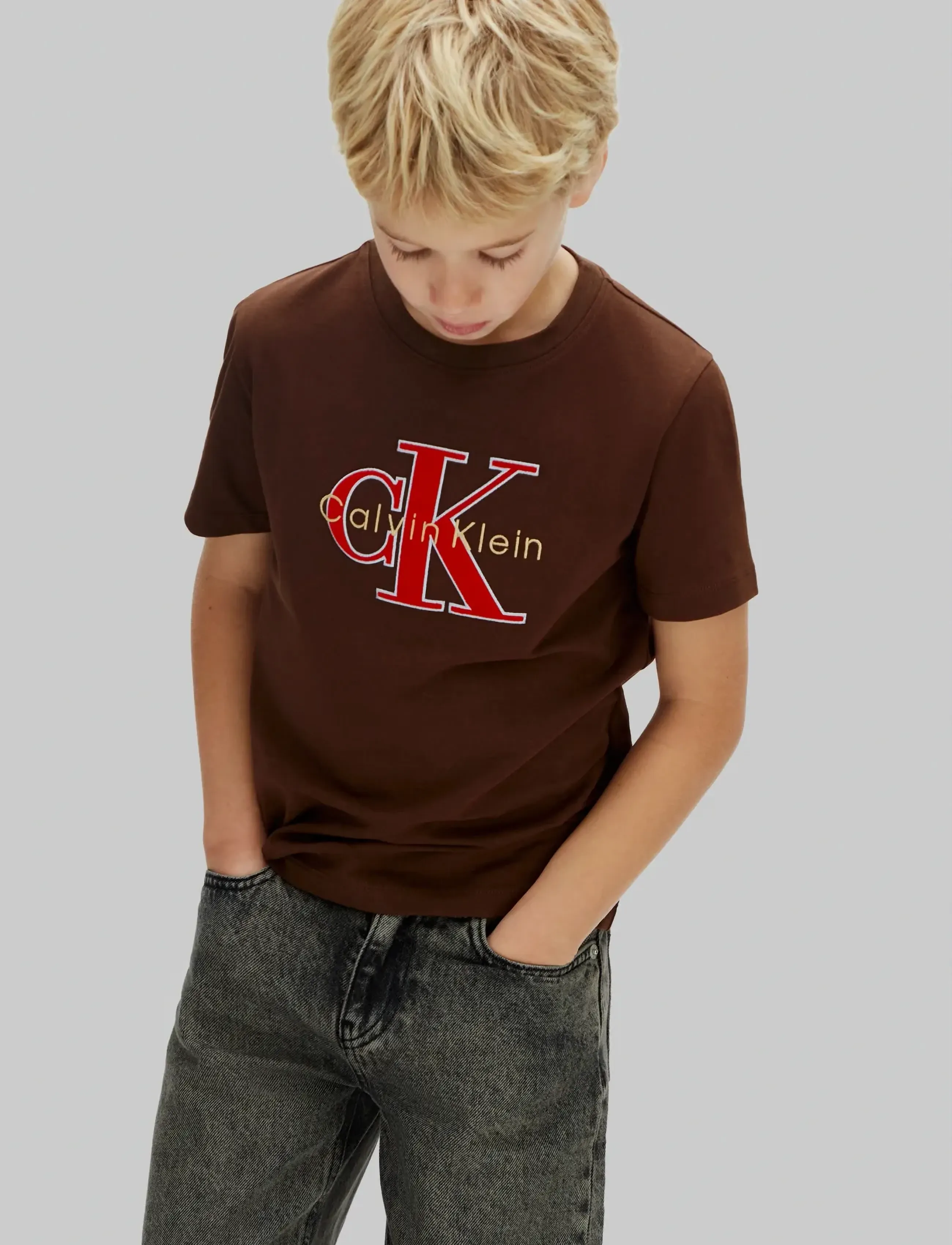 Calvin Klein MSW MONOLOGO S/S T-SHIRT - Riided - LEGACY BROWN / brown