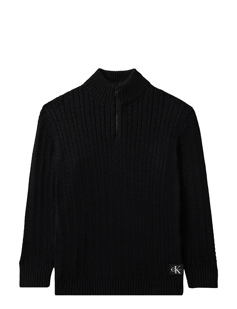 Calvin Klein - CABLE KNIT HALF ZIP SWEATER - ck black - 1