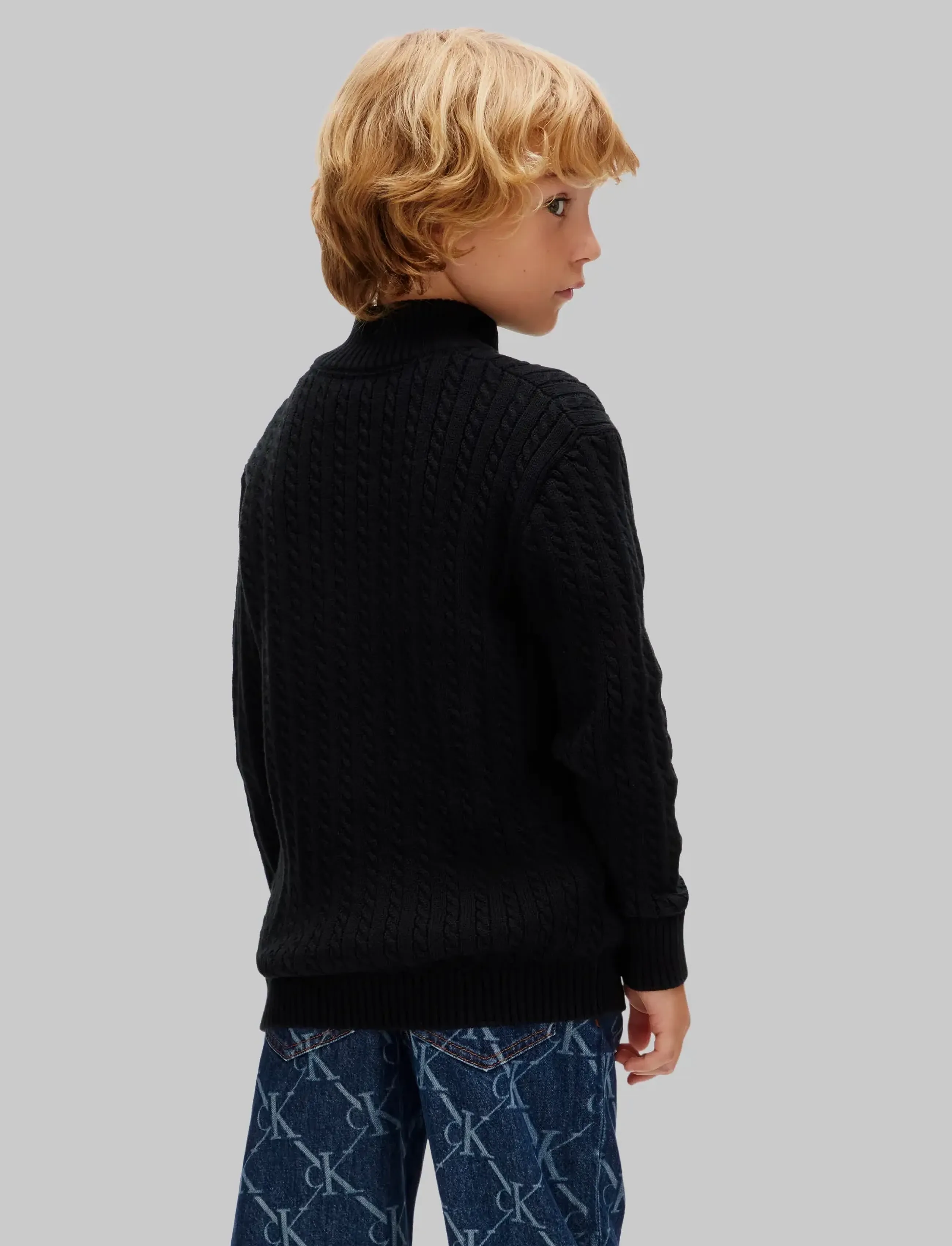 Calvin Klein - CABLE KNIT HALF ZIP SWEATER - ck black - 2