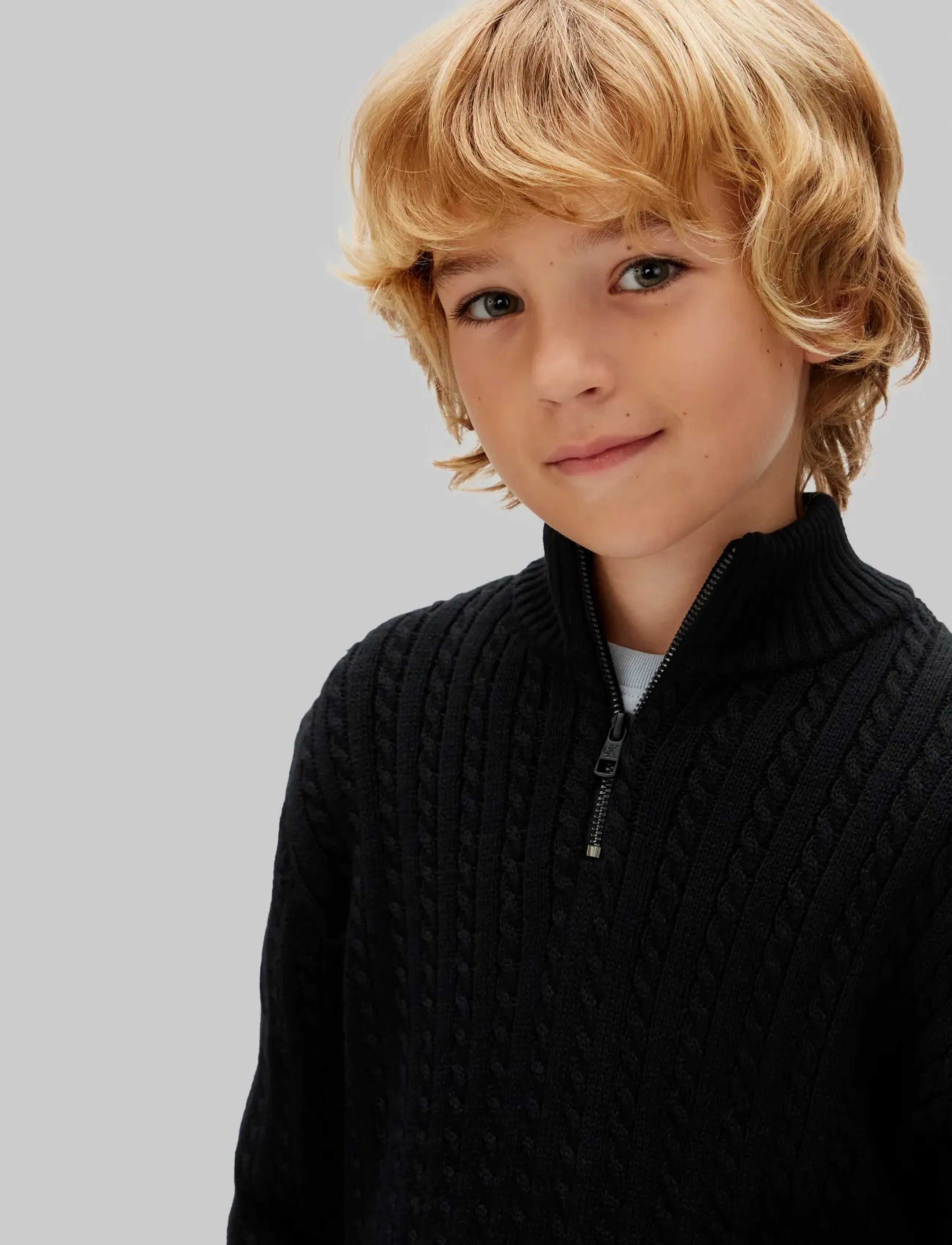 Calvin Klein - CABLE KNIT HALF ZIP SWEATER - ck black - 3