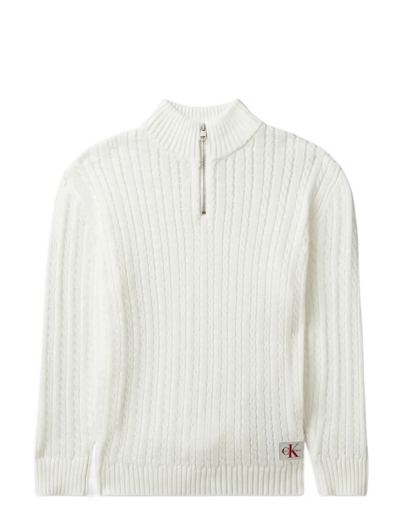 Calvin Klein - CABLE KNIT HALF ZIP SWEATER - vanilla ice - 1