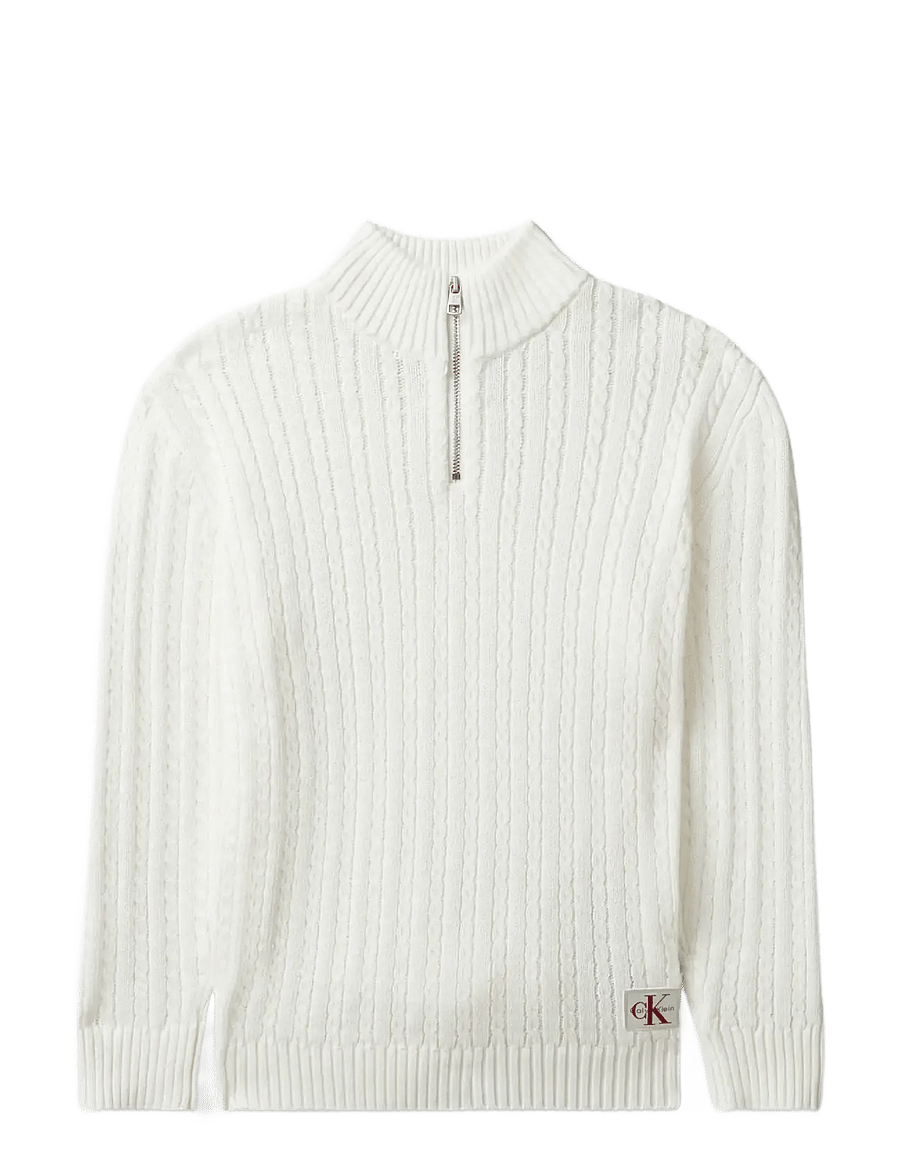 Calvin Klein - CABLE KNIT HALF ZIP SWEATER - vanilla ice - 1