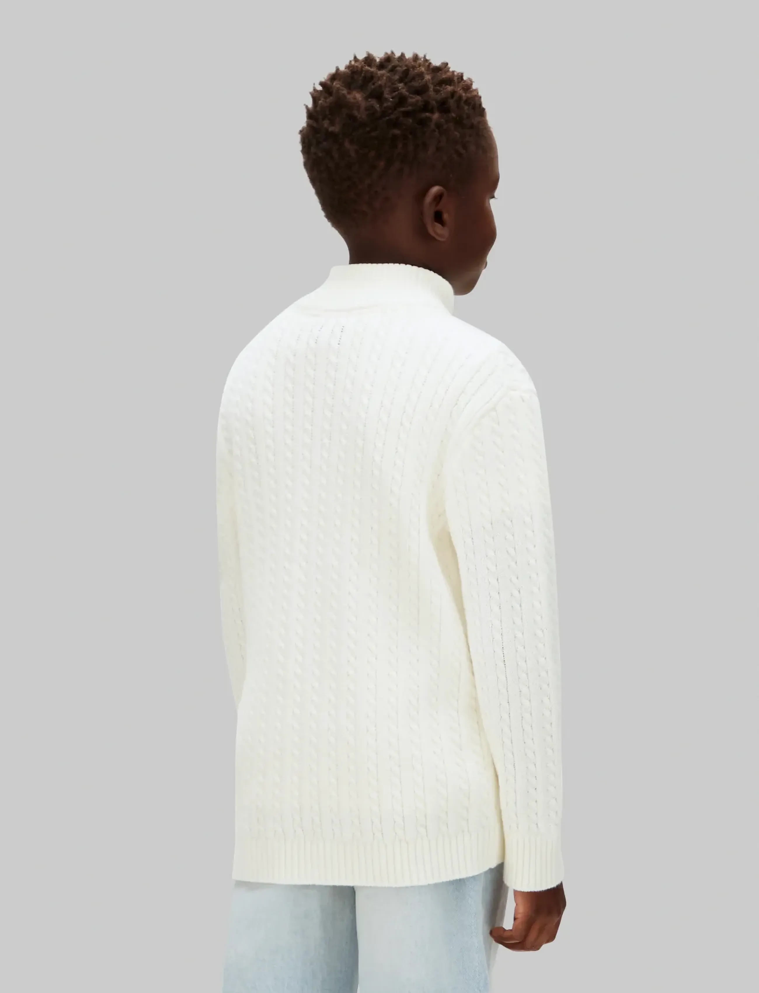 Calvin Klein - CABLE KNIT HALF ZIP SWEATER - vanilla ice - 2