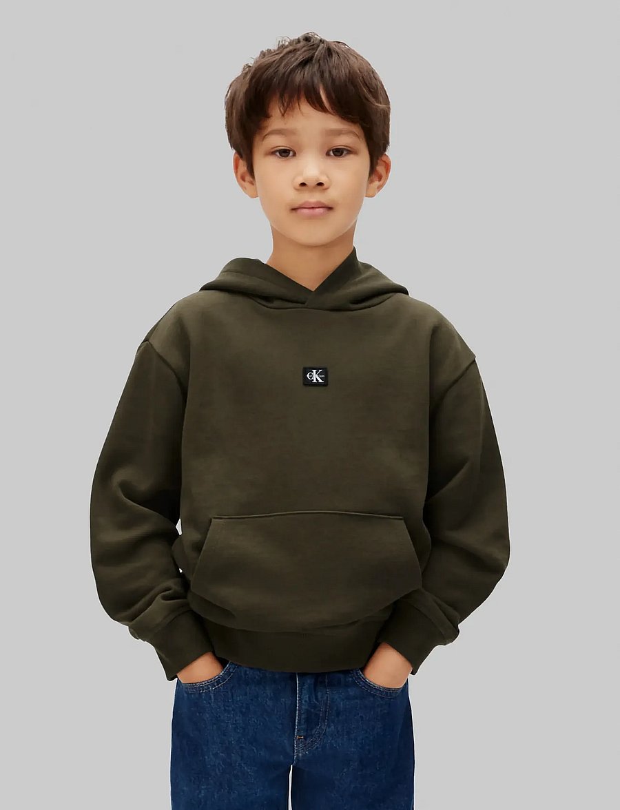 Calvin Klein - MONOLOGO BADGE HOODIE - kapuzenpullover - wren - 0
