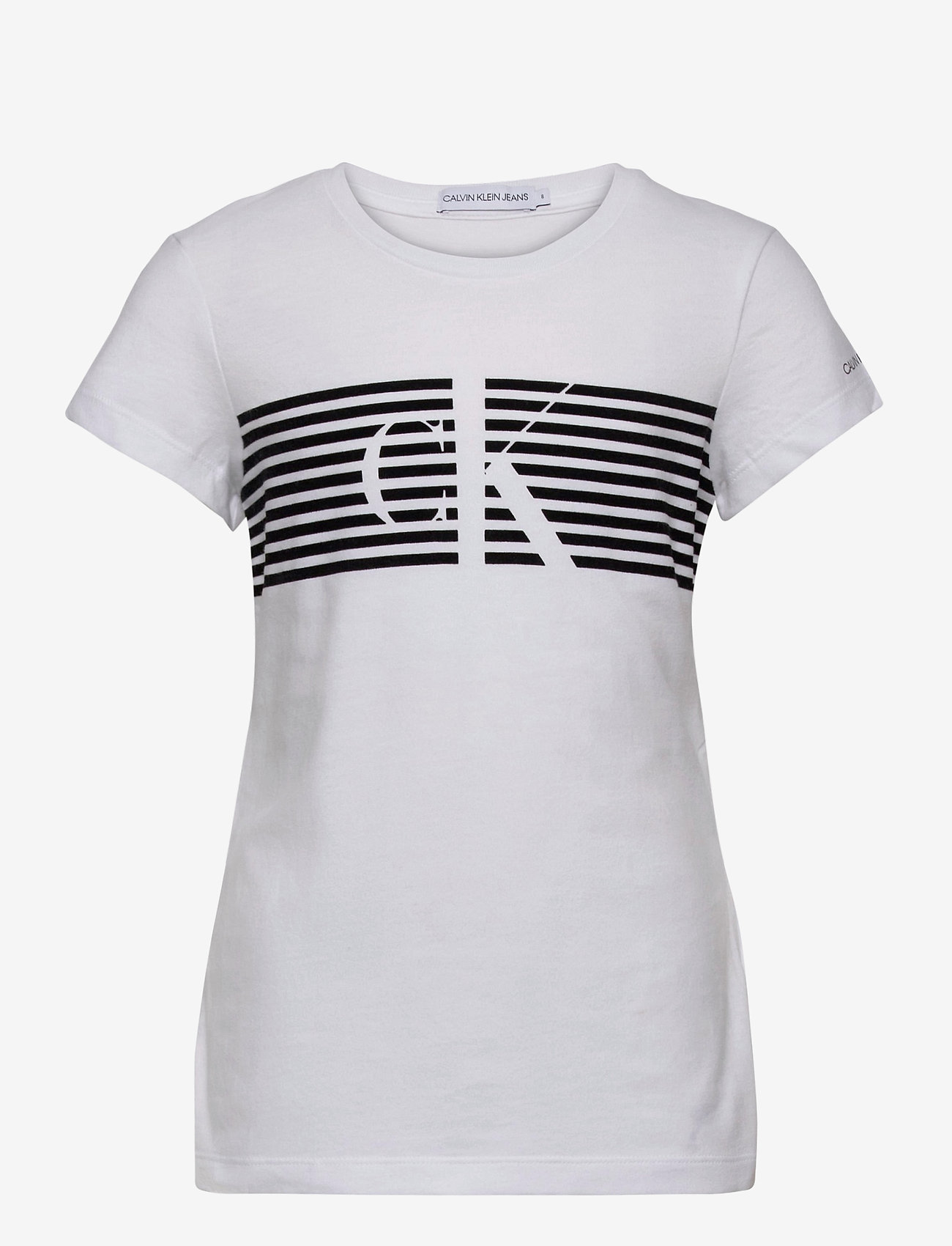 Calvin Klein - STRIPED MONOGRAM SLIM T-SHIRT - bright white - 0