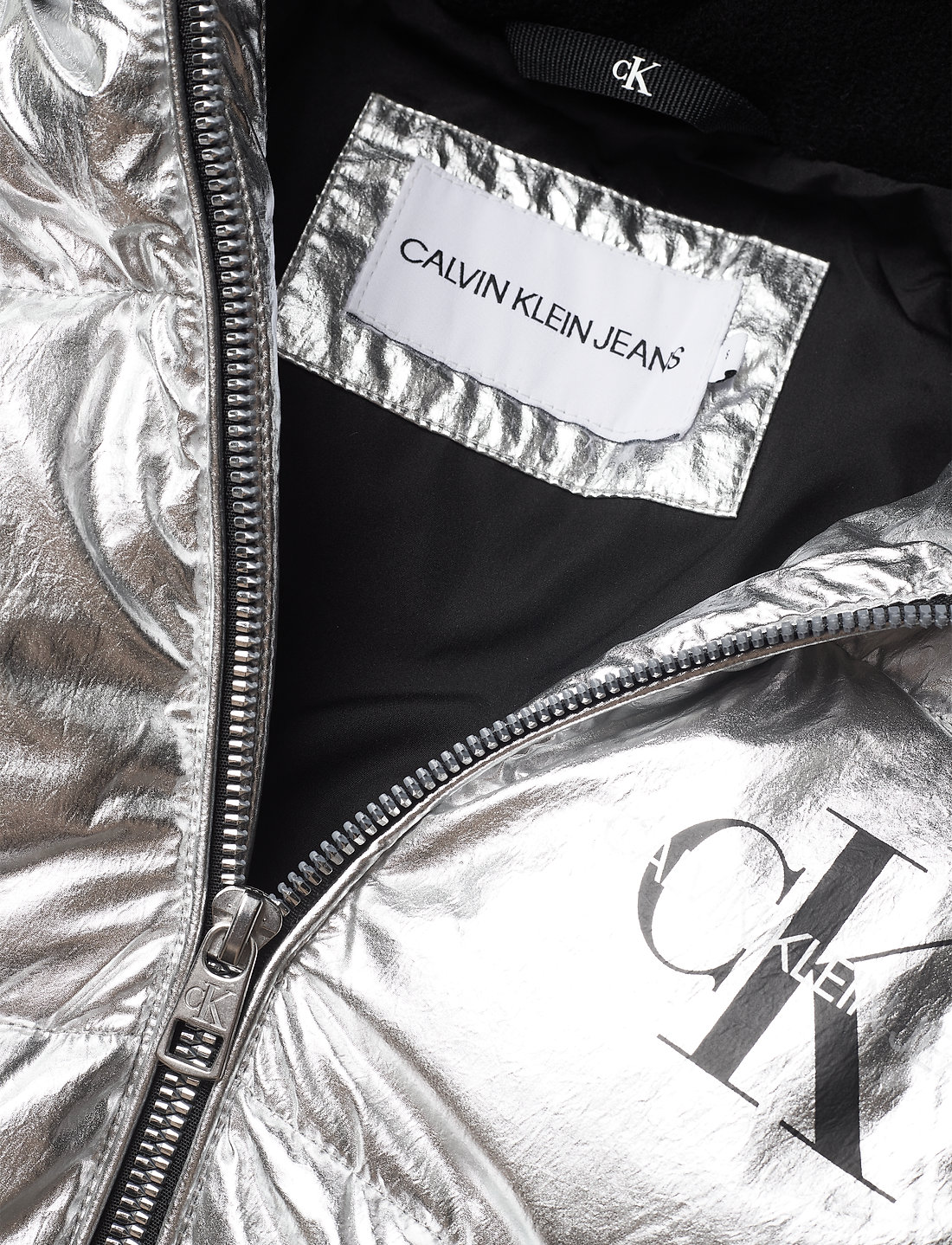 SILVER PUFFER LONG COAT