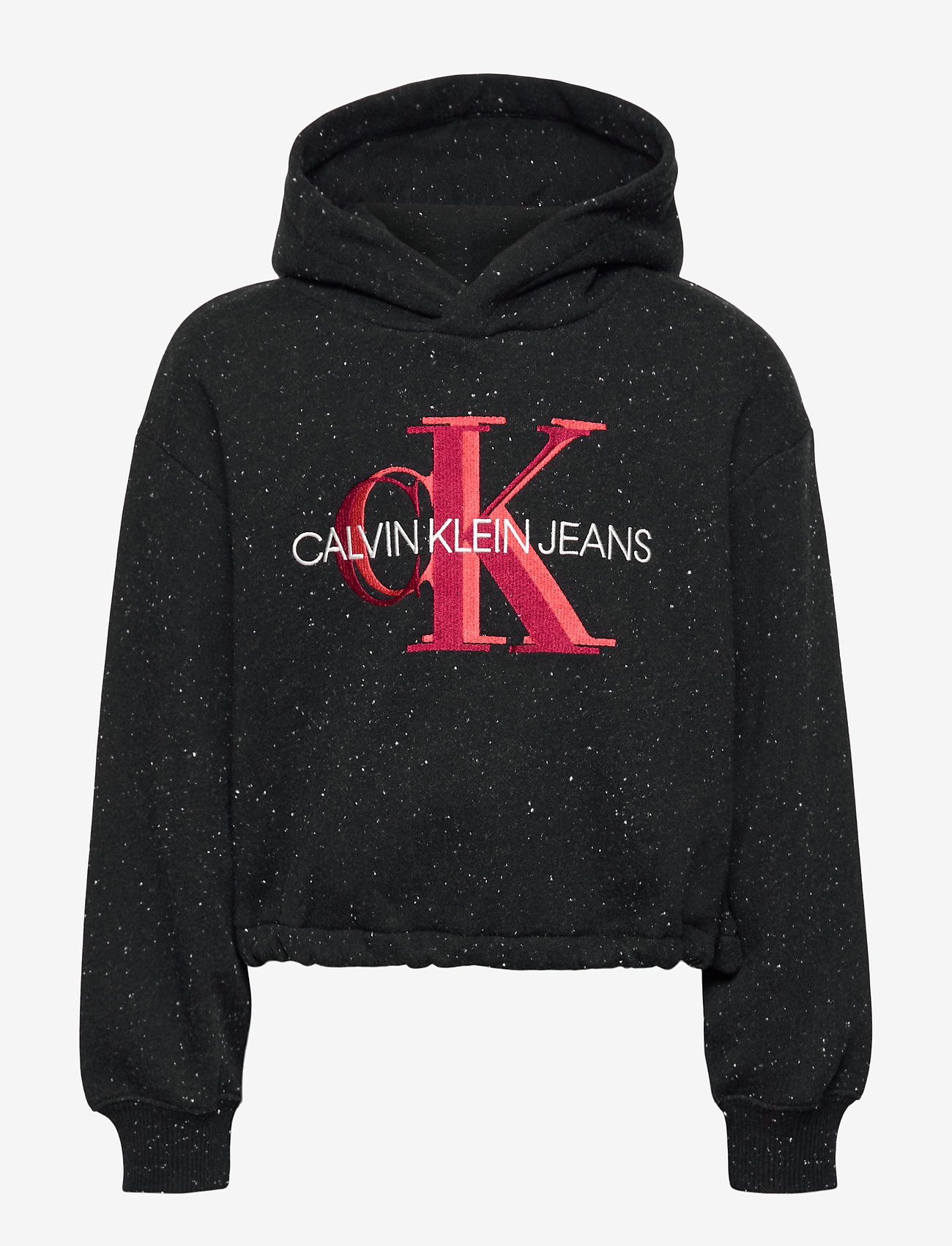 OVERLAPPING MONOGRAM BOXY HOODIE - CK BLACK