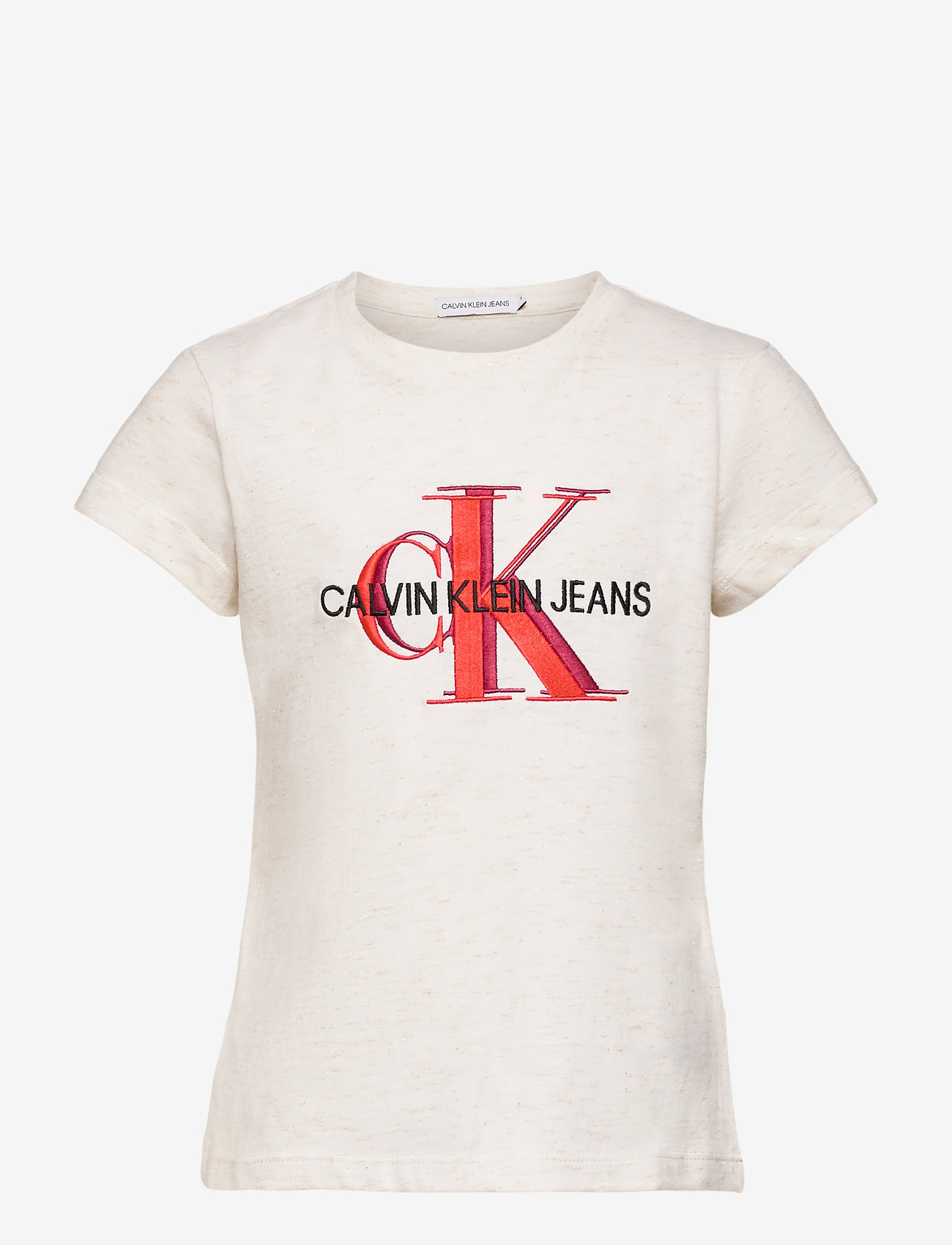 Calvin Klein - OVERLAPPING MONOGRAM T-SHIRT - bright white - 0