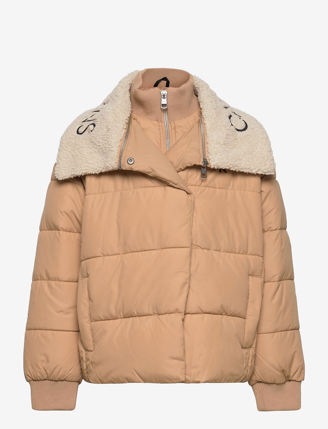 Calvin Klein - LOGO COLLAR PUFFER JACKET - pūkinės striukės - summer stone - 0