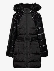Calvin Klein - MIXED MEDIA BELTED PUFFER COAT - wyściełana kurtka - ck black - 0