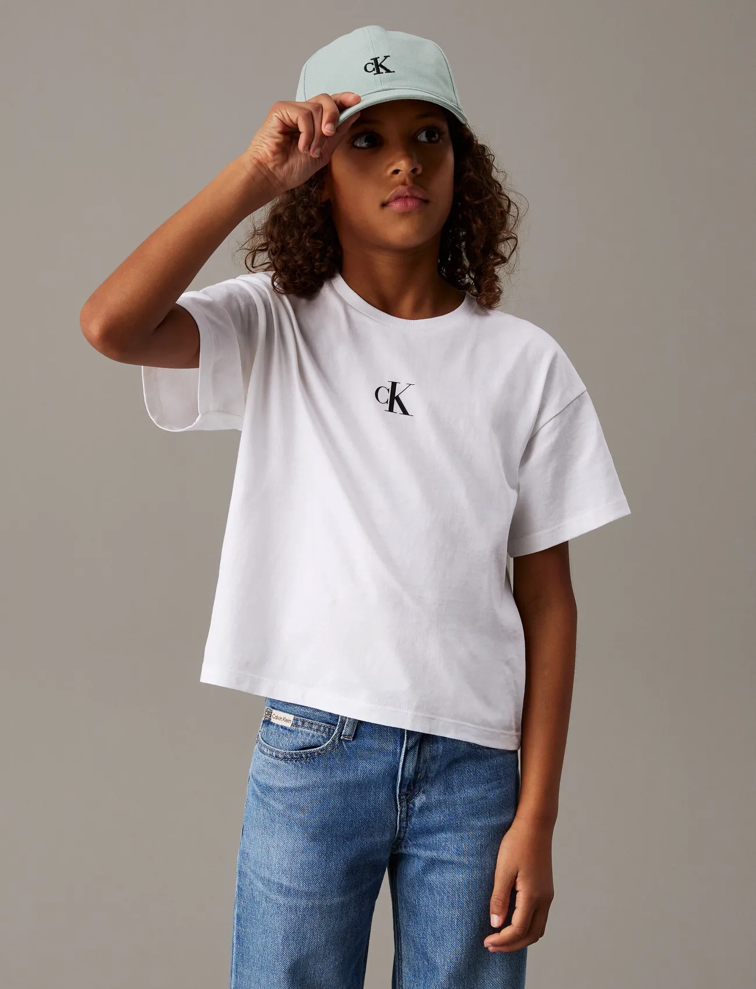 Calvin Klein CK LOGO BOXY T-SHIRT - Toppar & T-shirts - BRIGHT WHITE / white
