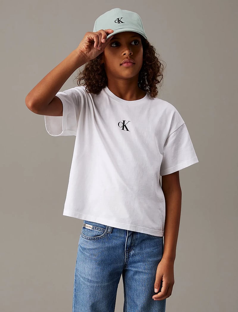 Calvin Klein - CK LOGO BOXY T-SHIRT - lyhythihaiset t-paidat - bright white - 0