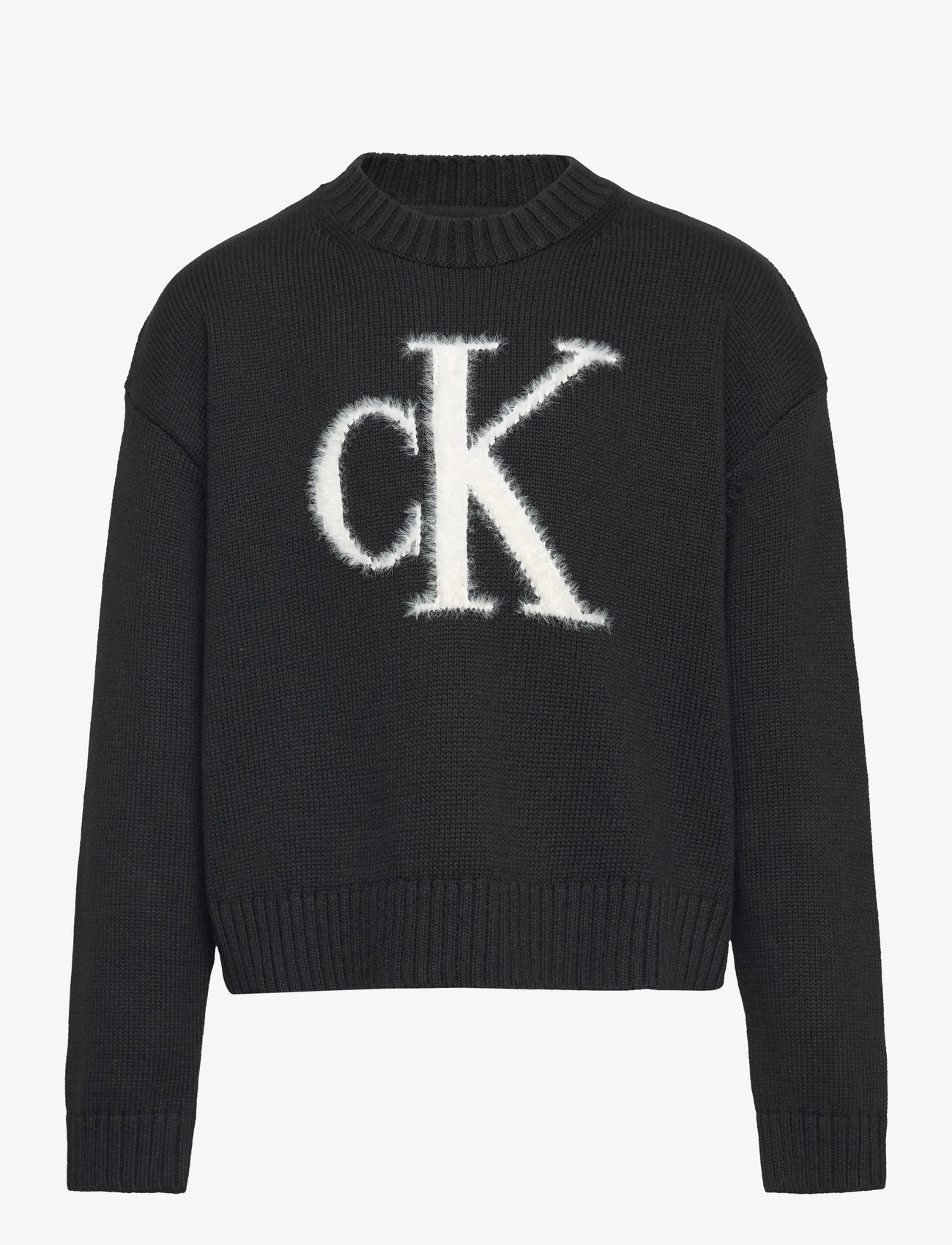 Calvin Klein - FLUFFY MONOGRAM SWEATER - tröjor - ck black - 0