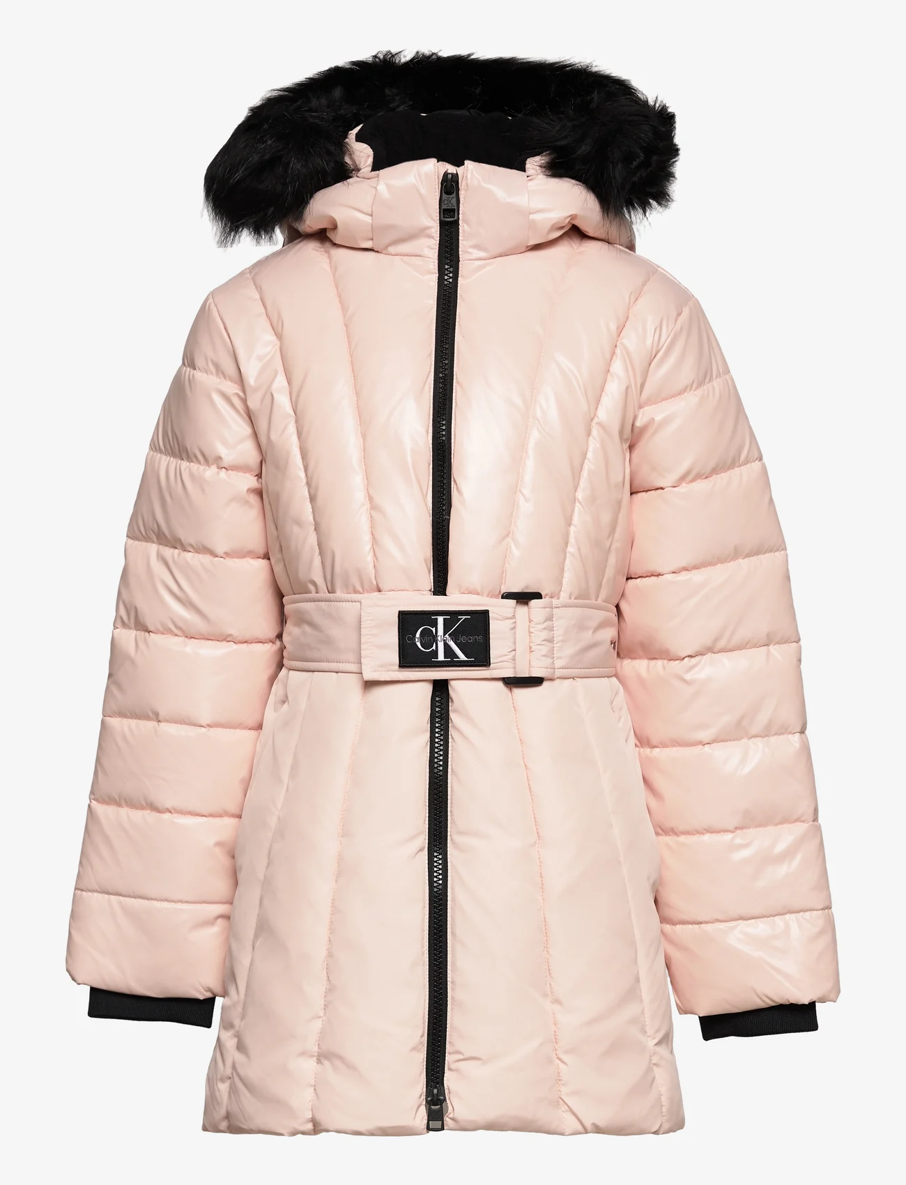 Calvin Klein - LONG BELTED PUFFER COAT - wyściełana kurtka - rose clay - 0