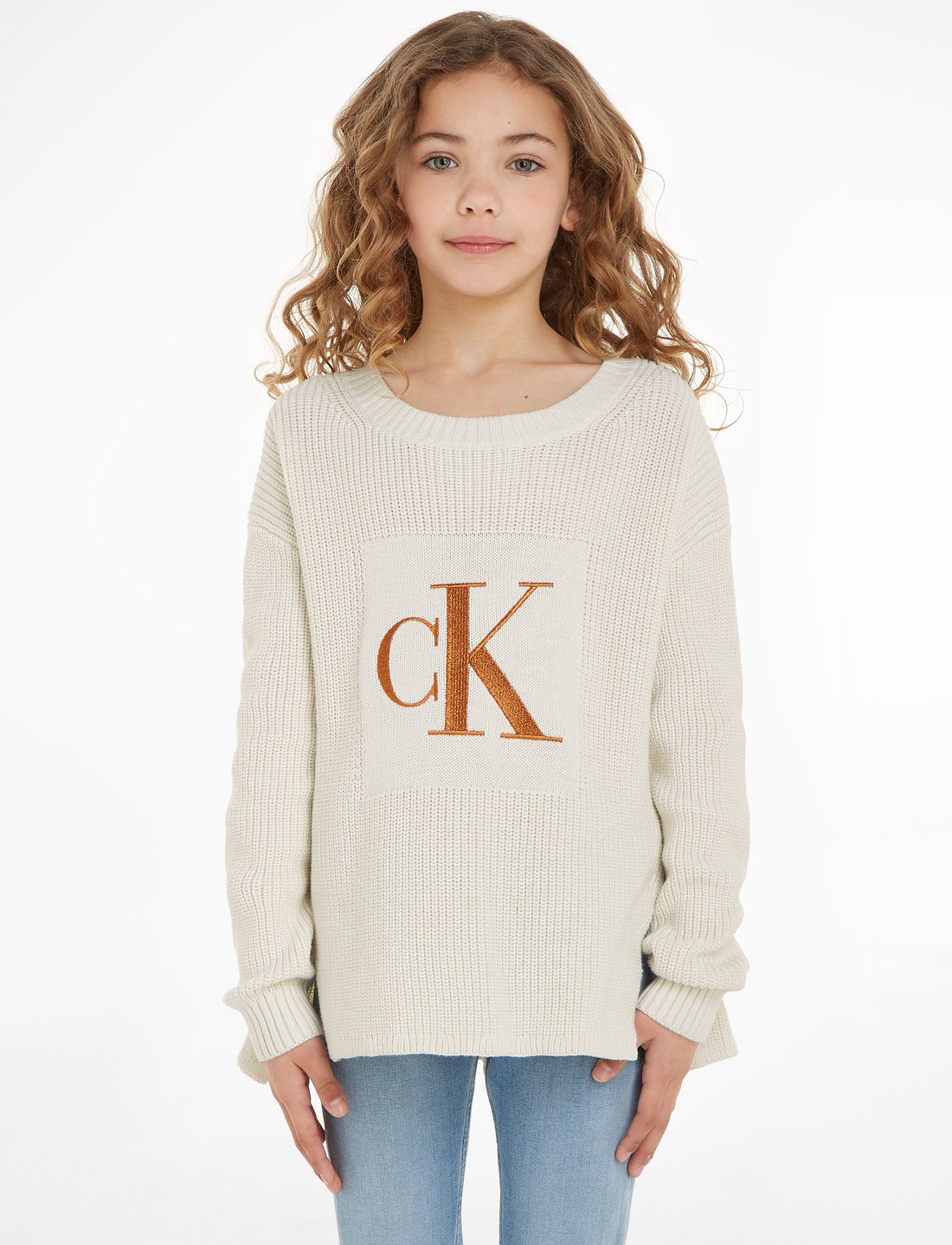 Calvin Klein Bronze Monogram Slit Sweater Tops Boozt