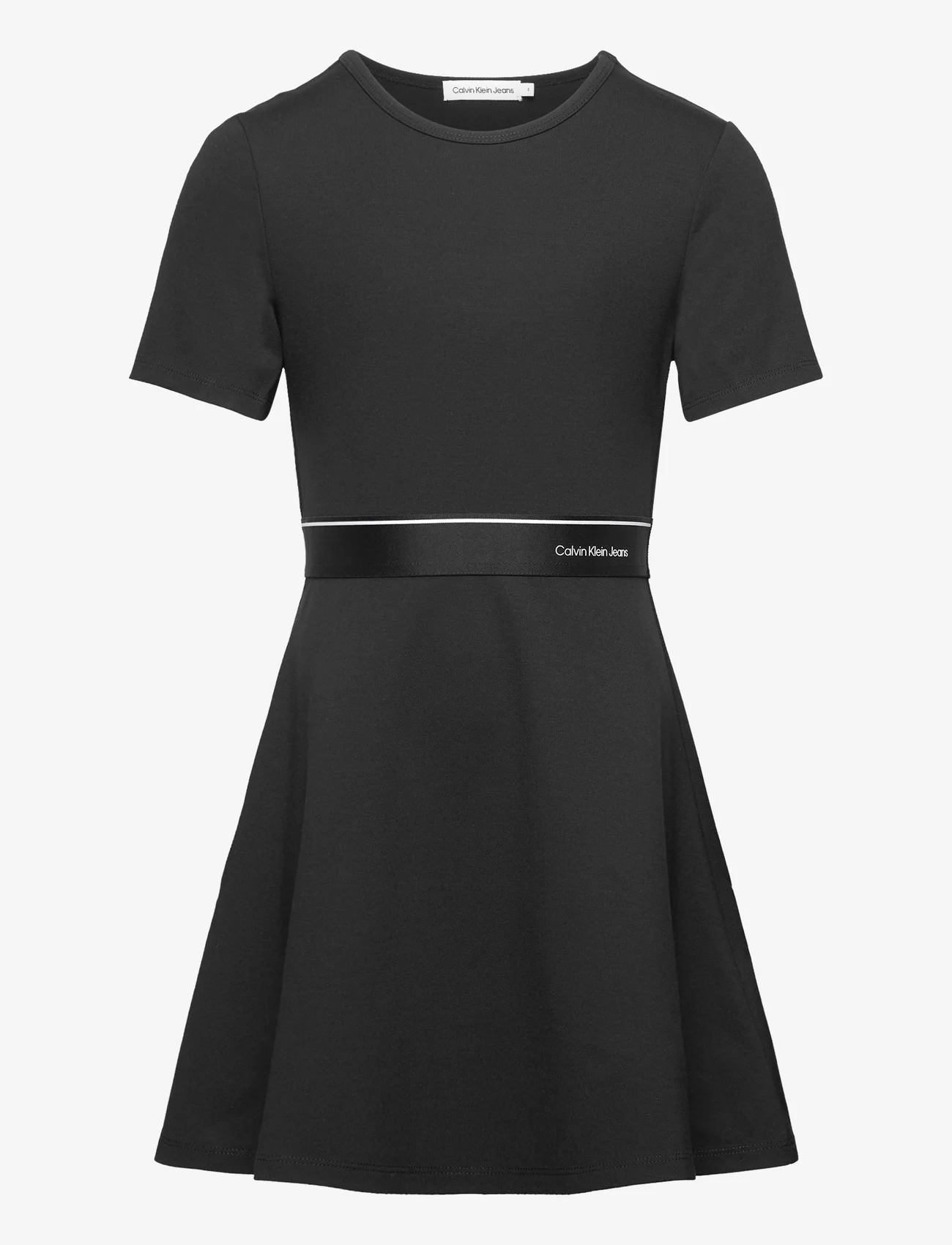 Calvin Klein - PUNTO LOGO TAPE SS DRESS - sukienki codzienne z krótkim rękawem - ck black - 0