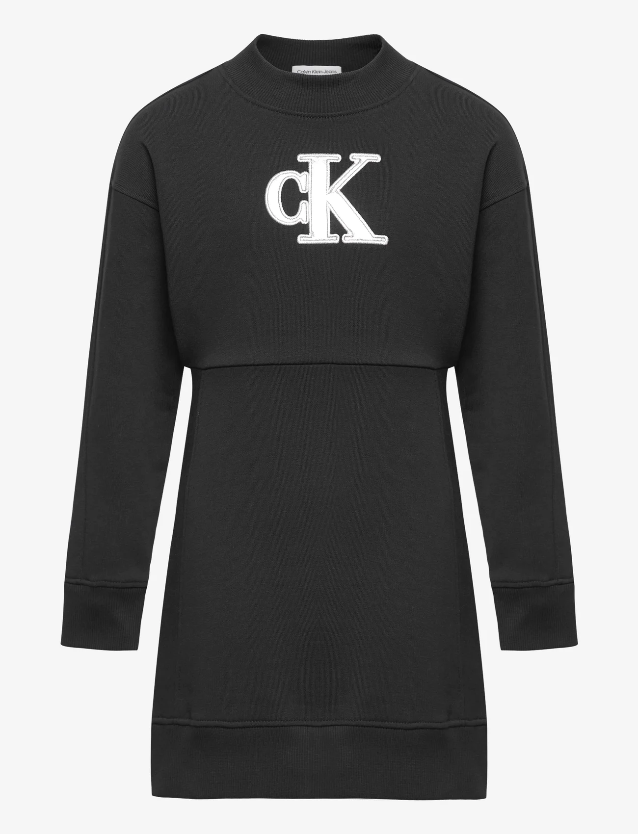 Calvin Klein - METALLIC MONOGRAM HWK DRESS - laisvalaikio suknelės ilgomis rankovėmis - ck black - 0