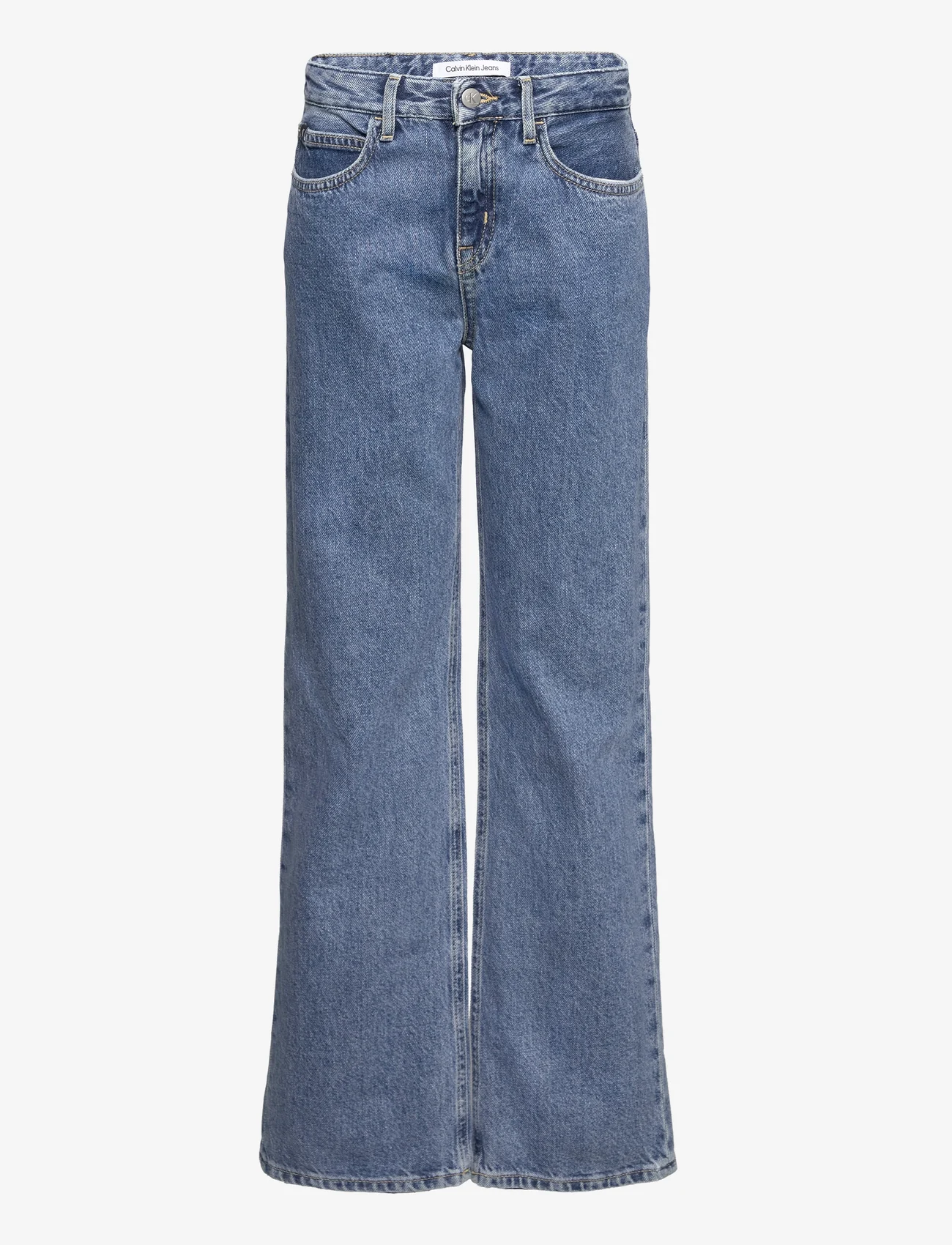 Calvin Klein - HR WIDE LEG MID BLUE RIGID - džinsi ar platām starām - mid blue rigid - 0