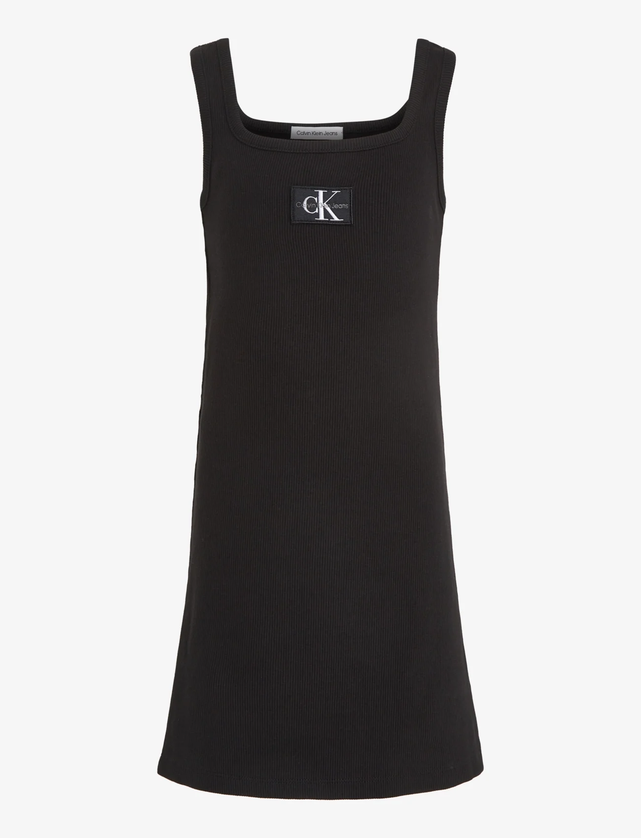 Calvin Klein - RIB BADGE SQUARE NECK TANK DRESS - sukienki codzienne bez rękawów - ck black - 0