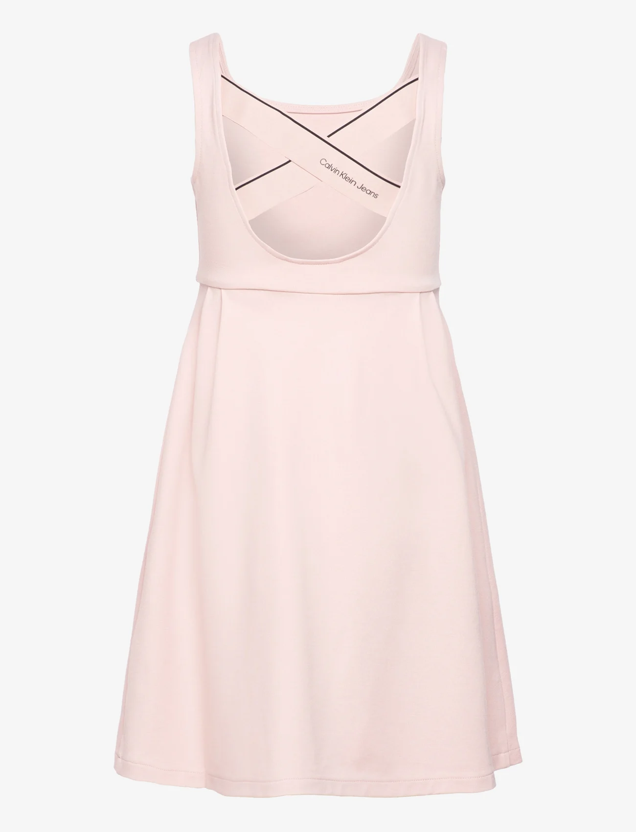 Calvin Klein - BACK LOGO TAPE FIT FLARE DRESS - sleeveless casual dresses - sepia rose - 1