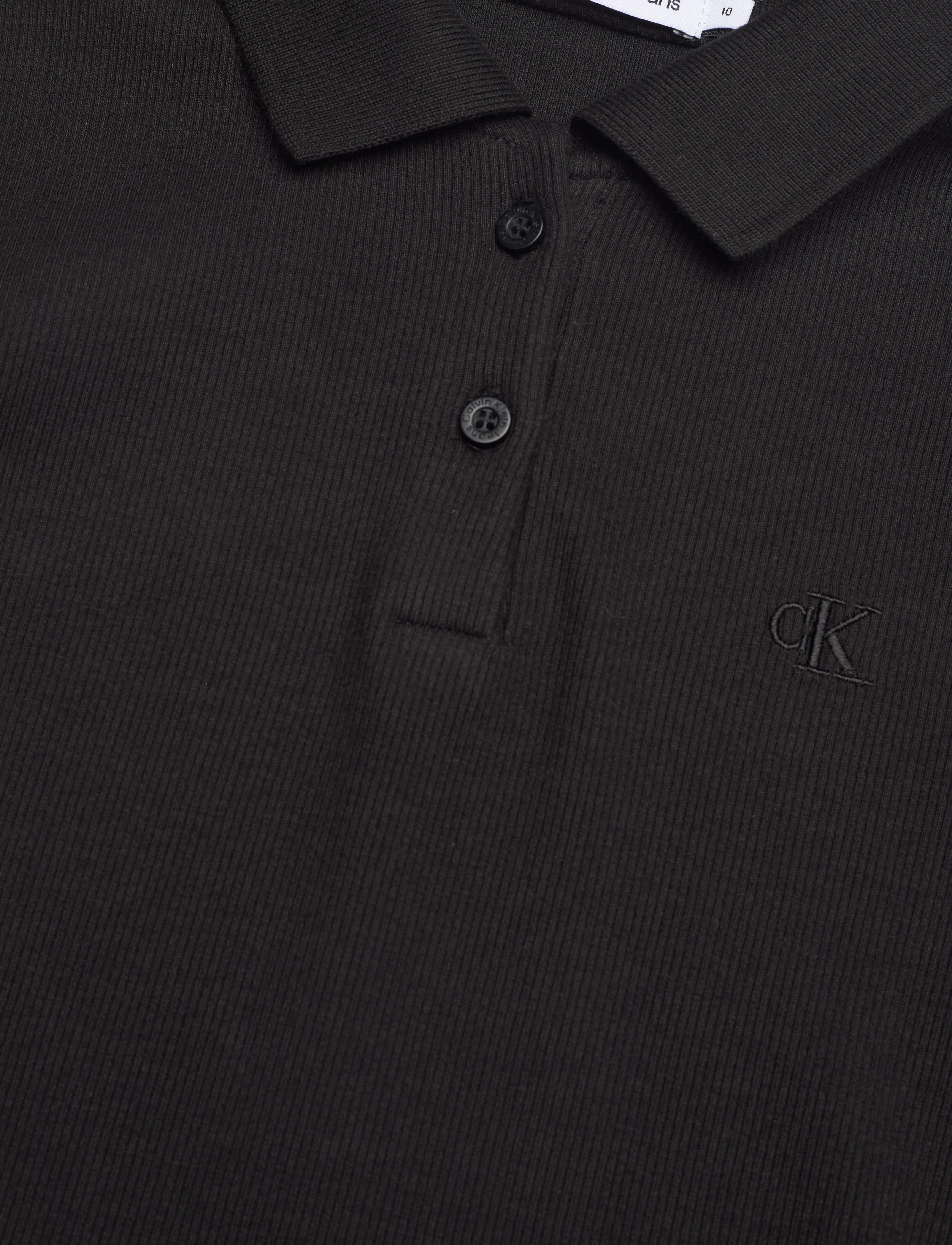 Calvin Klein - RIB SLIM LS POLO TOP - ck black - 2