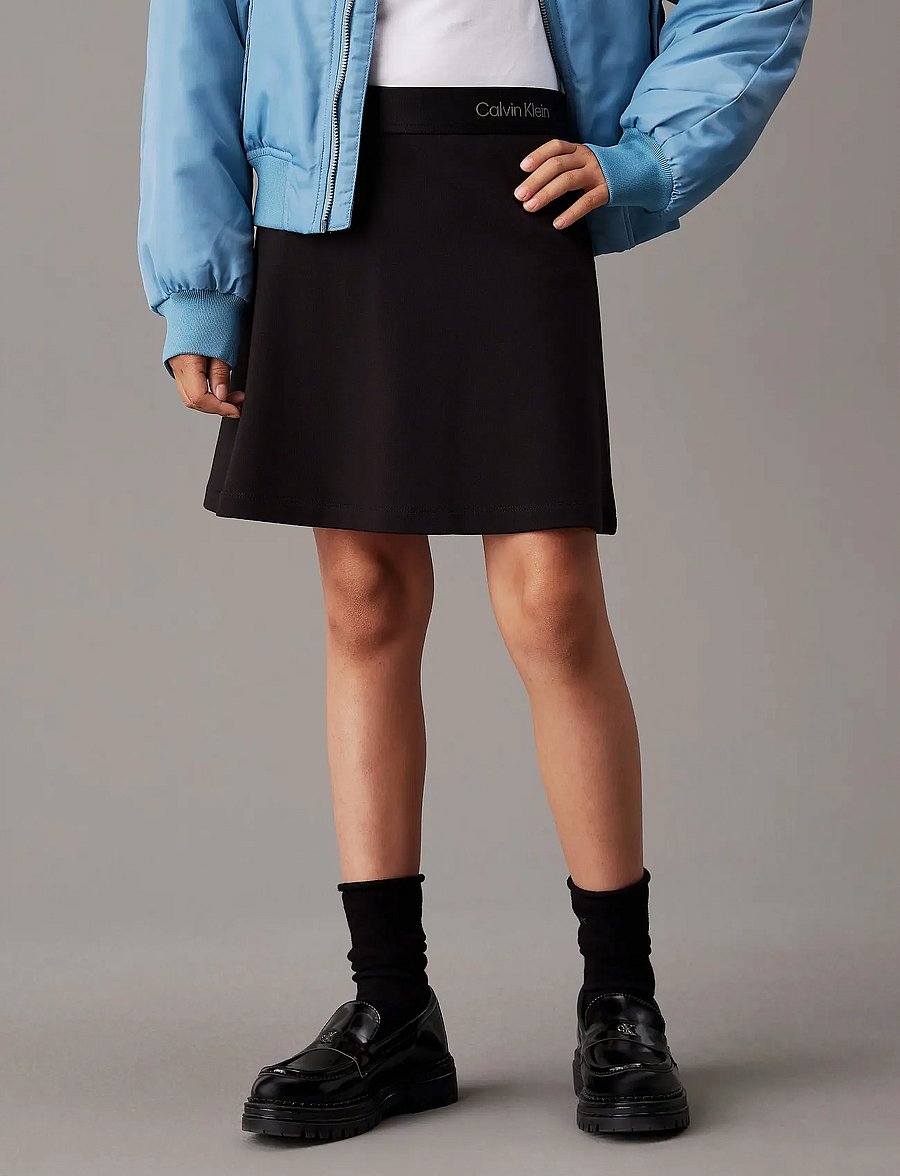 Calvin Klein - LOGO TAPE FLARE PUNTO SKIRT - stutt pils - ck black - 4