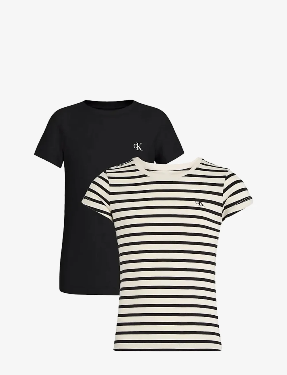 Calvin Klein - 2 PACK STRIPE SLIM SS T-SHIRT - lühikeste varrukatega t-särgid - turtledove/ ck black stripe - 0