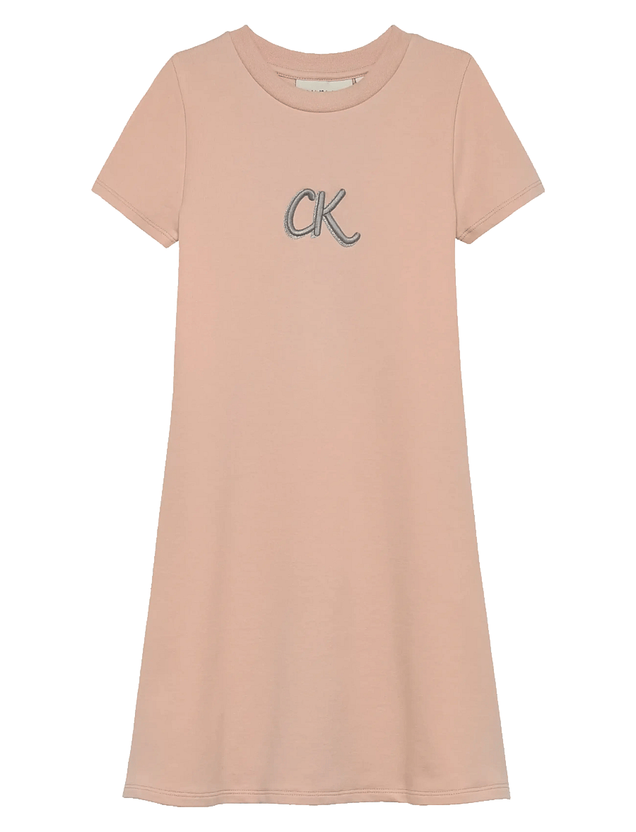 Calvin Klein - METALLIC PRINT LS A-ALINE DRESS - kurzärmelige freizeitkleider - spanish villa - 0