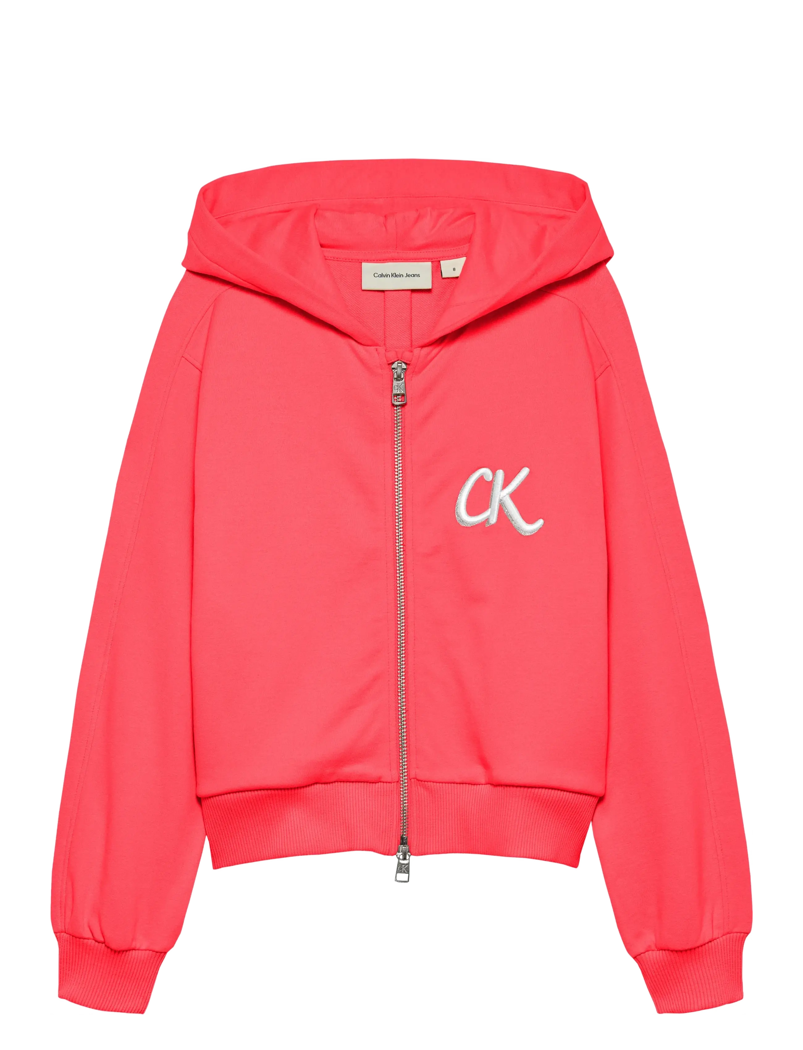 Calvin Klein TERRY ZIP UP HOODIE - 4 for 3 - TEABERRY / coral
