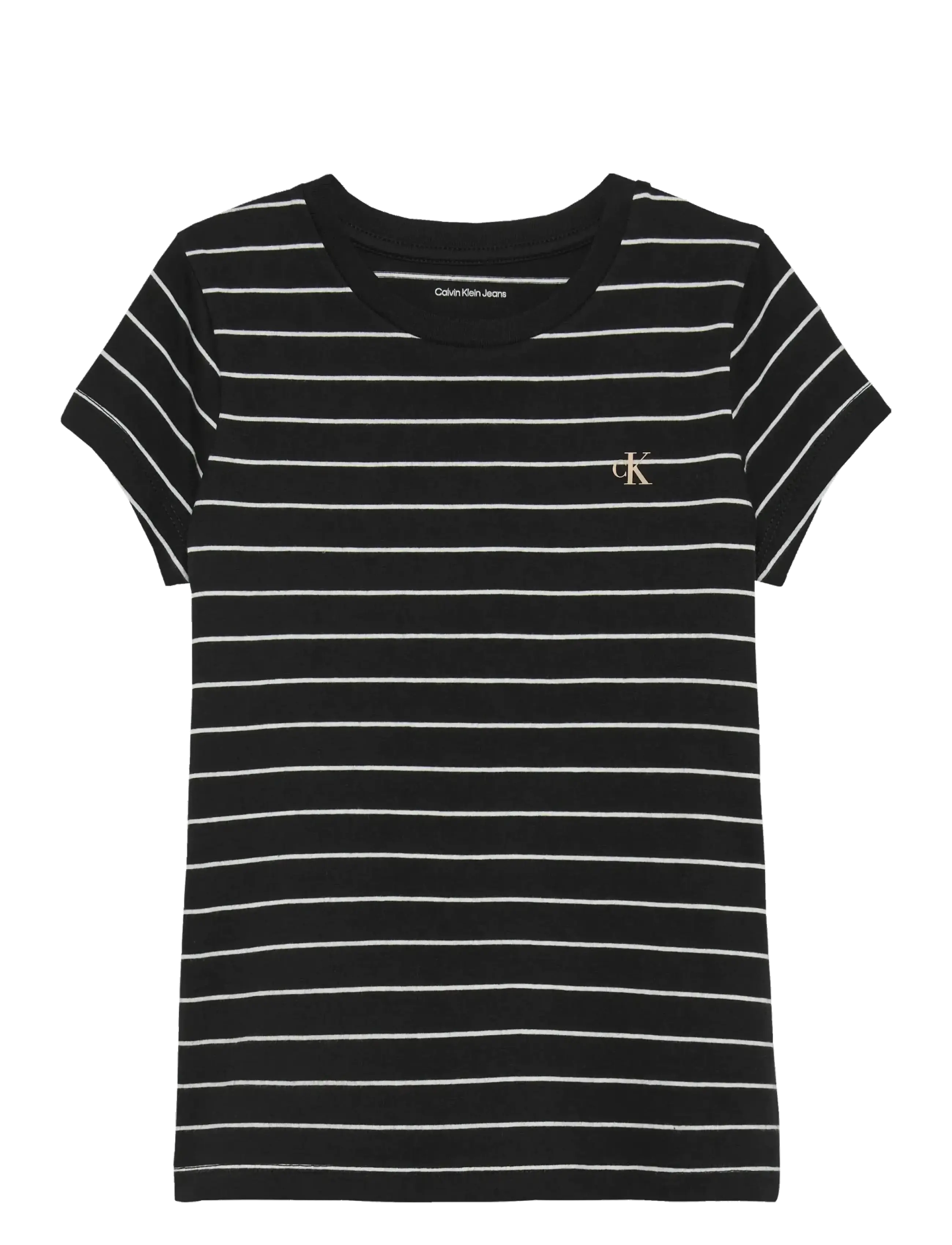 Calvin Klein STRIPE SS SLIM TEE - Overdele - CK BLACK  BRIGHT WHITE STRIPE / black
