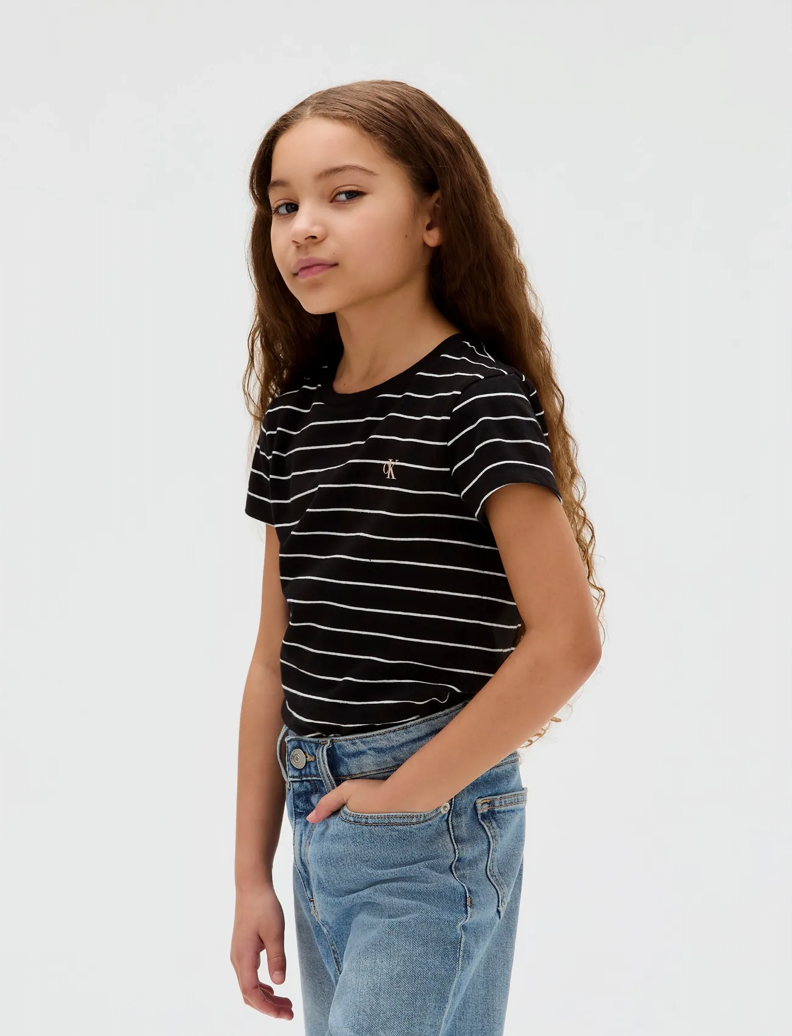 Calvin Klein - STRIPE SS SLIM TEE - ck black  bright white stripe - 2
