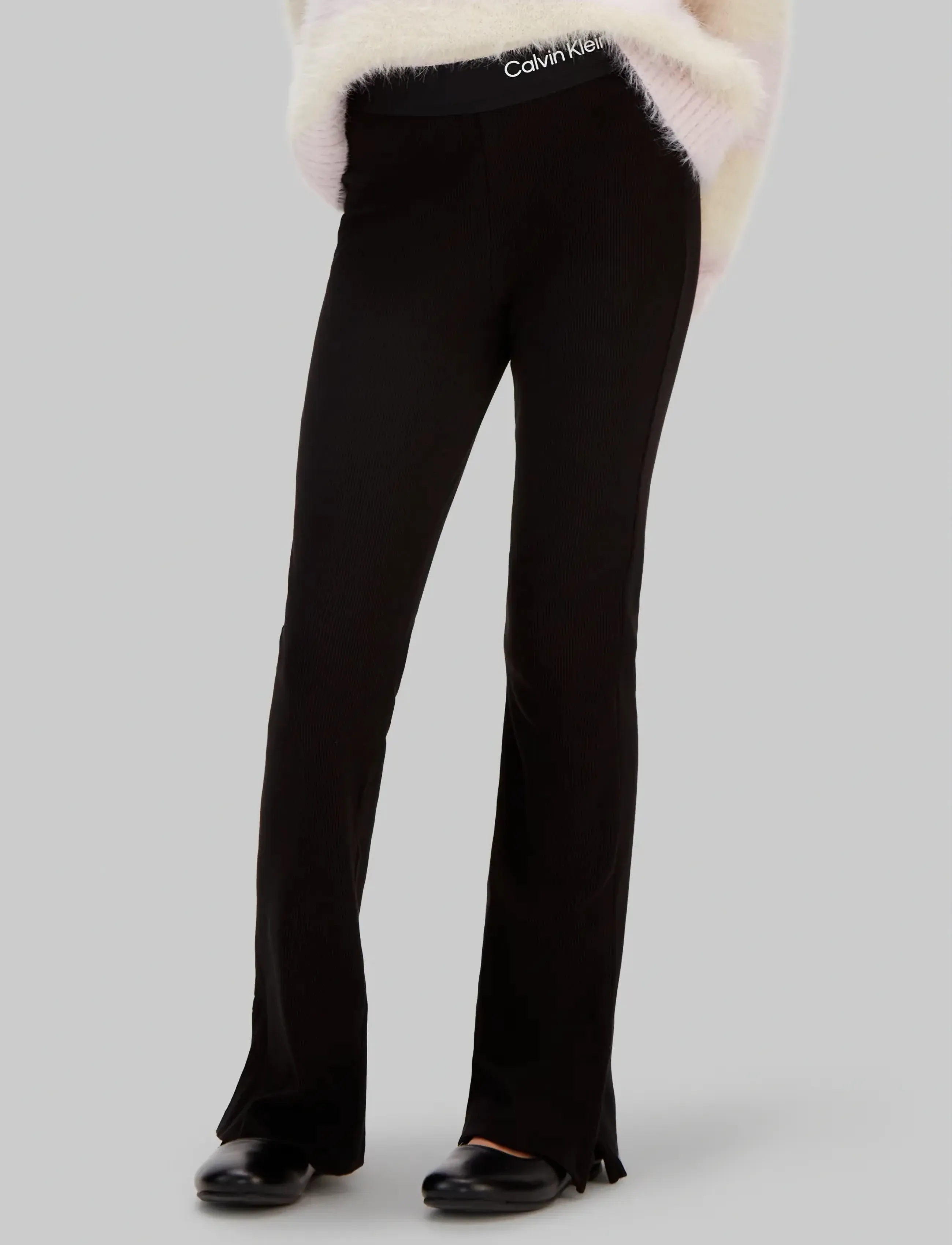 Calvin Klein Rib Flare Pant, Børn, Rib Flare Bukser, Sort, Str: 170