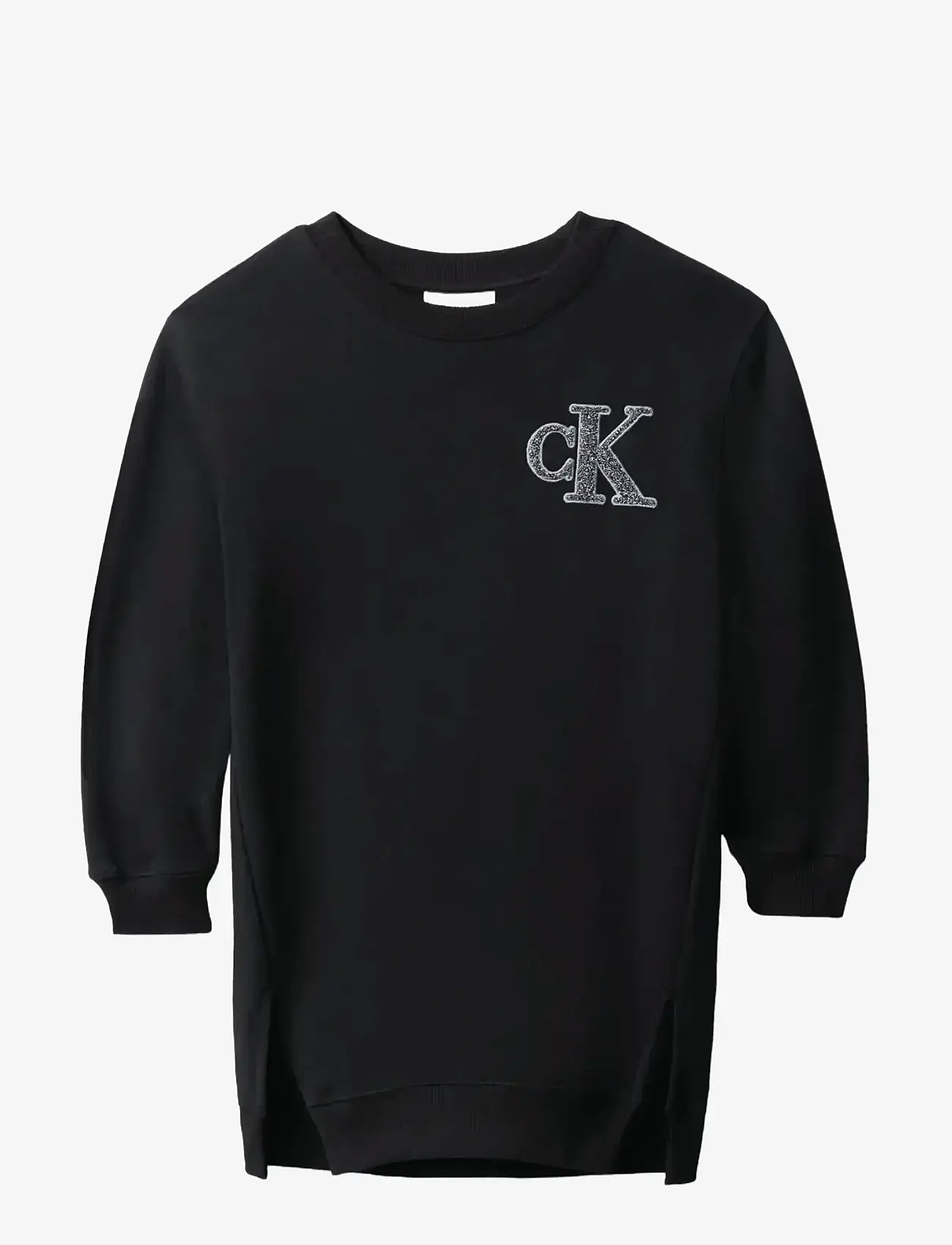 Calvin Klein - TOWLING MONOGRAM TERRY LS DRESS - langärmelige freizeitkleider - ck black - 1