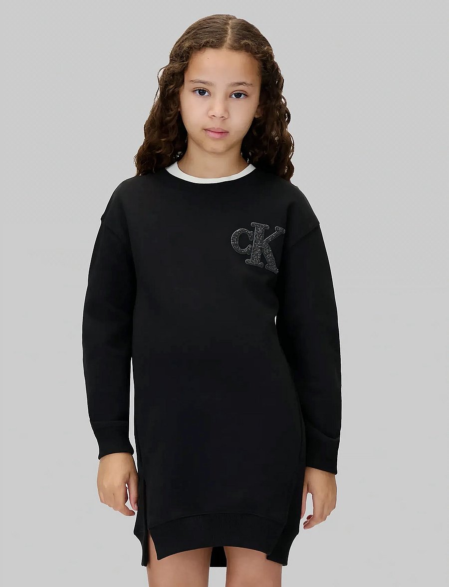 Calvin Klein - TOWLING MONOGRAM TERRY LS DRESS - långärmade vardagsklänningar - ck black - 0
