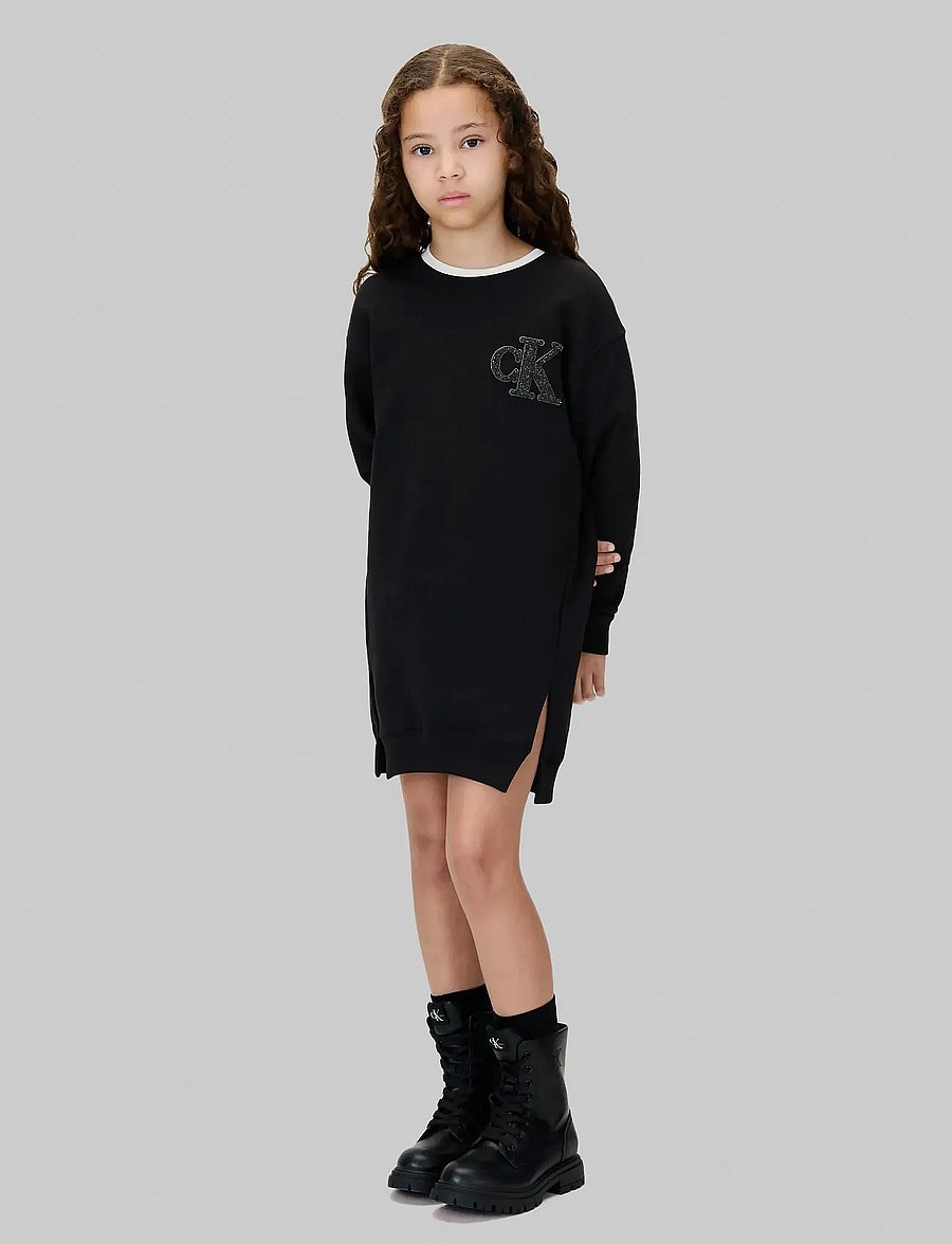 Calvin Klein - TOWLING MONOGRAM TERRY LS DRESS - långärmade vardagsklänningar - ck black - 2