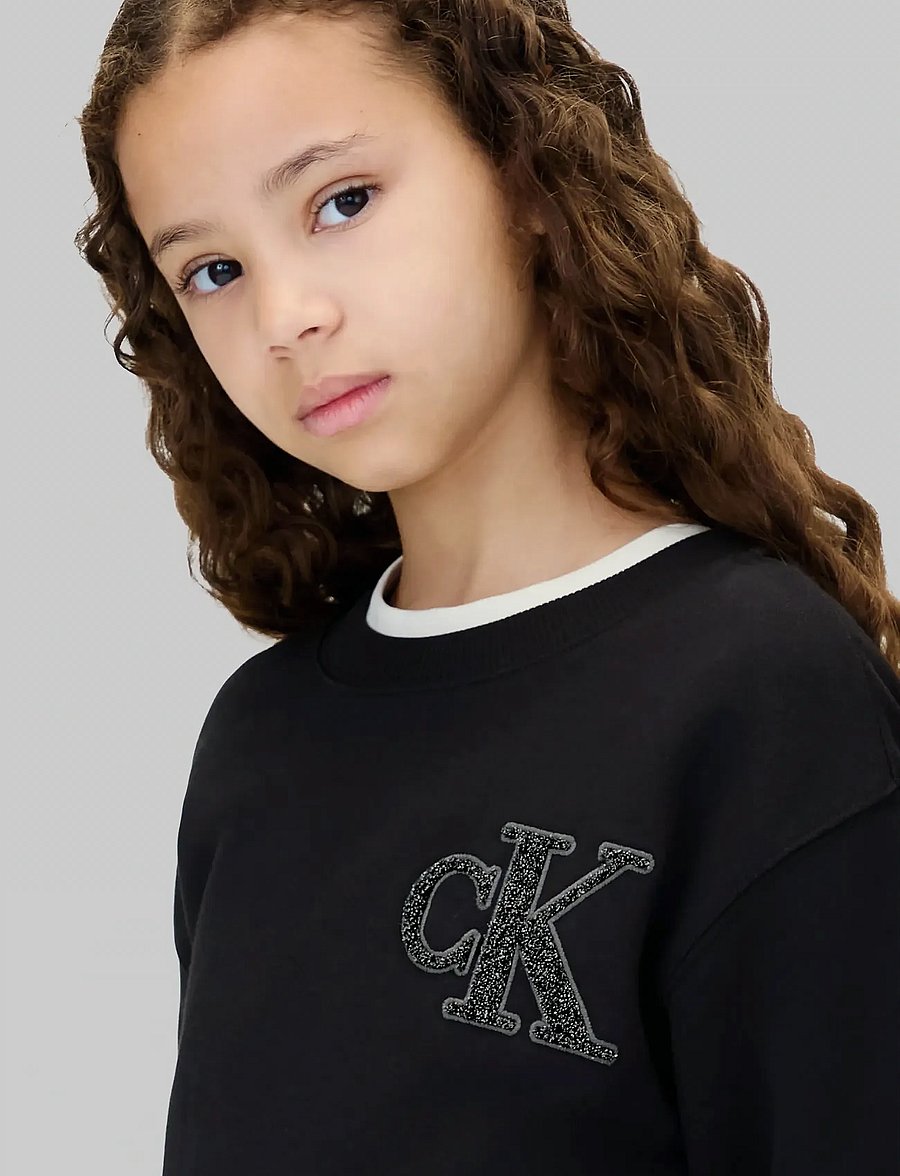 Calvin Klein - TOWLING MONOGRAM TERRY LS DRESS - långärmade vardagsklänningar - ck black - 4