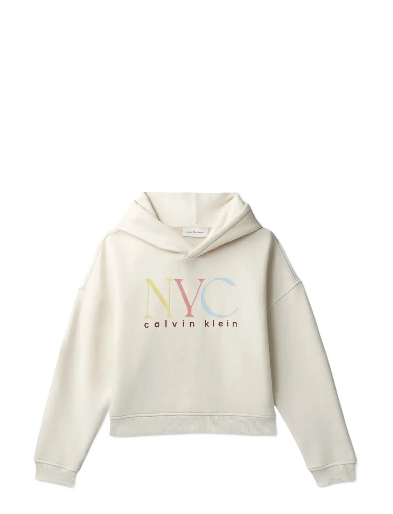 Calvin Klein NYC GRAPHIC FLEECE HOODIE - Sweatshirts & Hættetrøjer - WHITECAP GRAY / cream