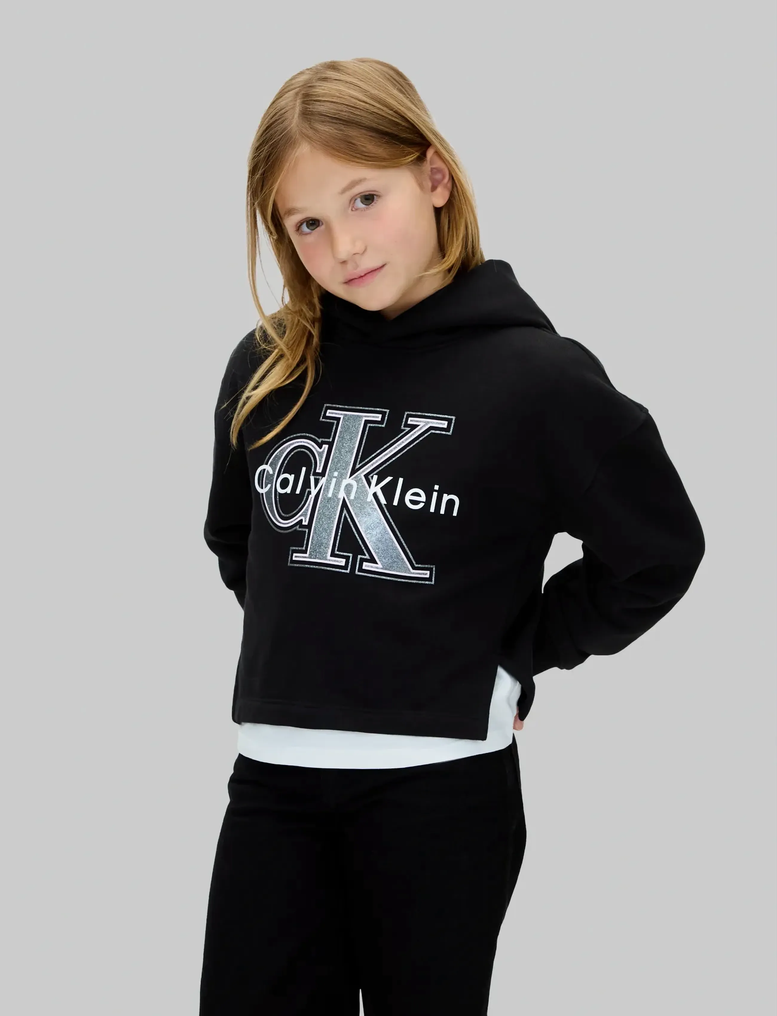 Calvin Klein FESTIVE GRAPHIC FLEECE HOODIE - Overdele - CK BLACK / black