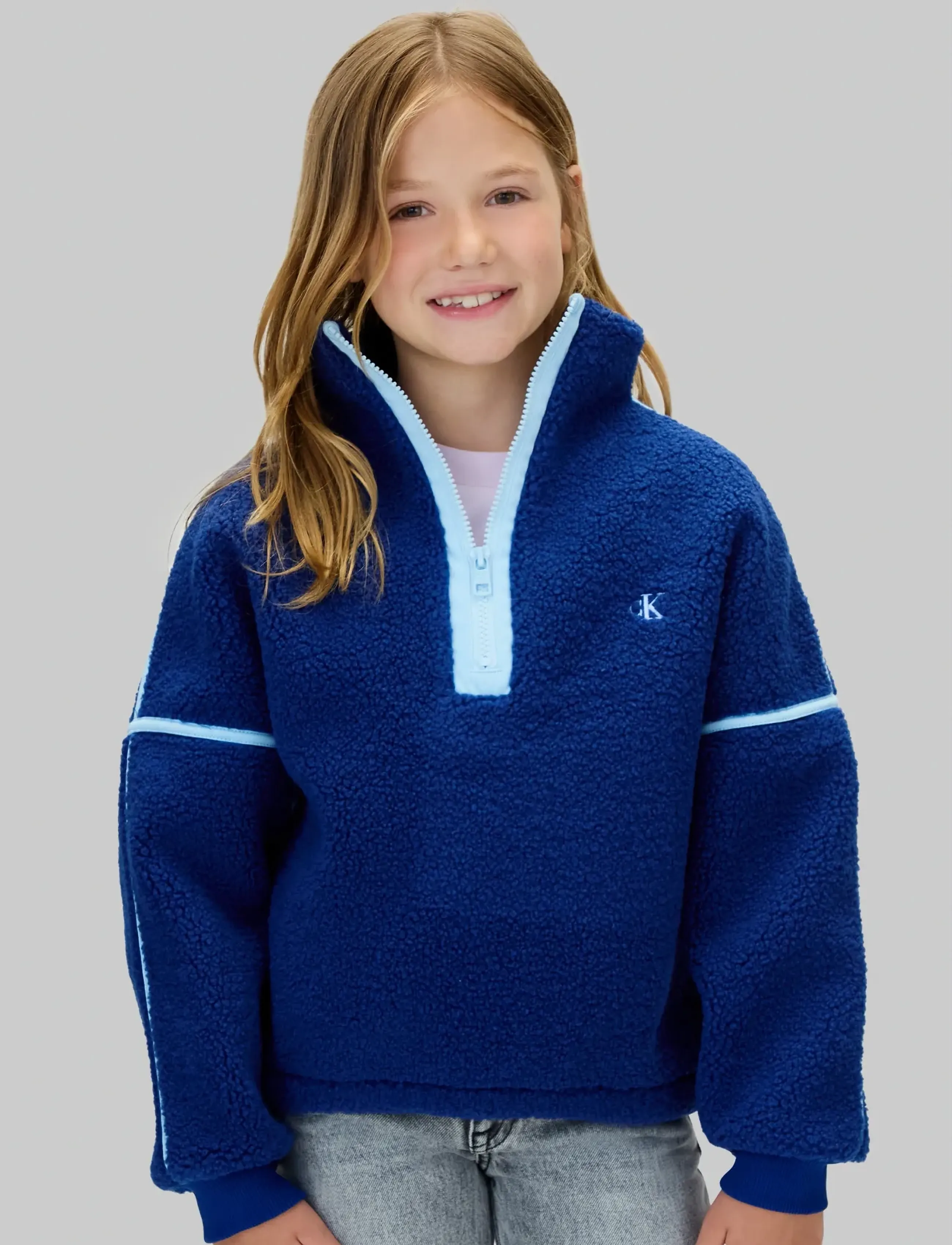 Calvin Klein TEDDY HALF ZIP SWEATSHIRT - Outerwear - BOLD BLUE / blue