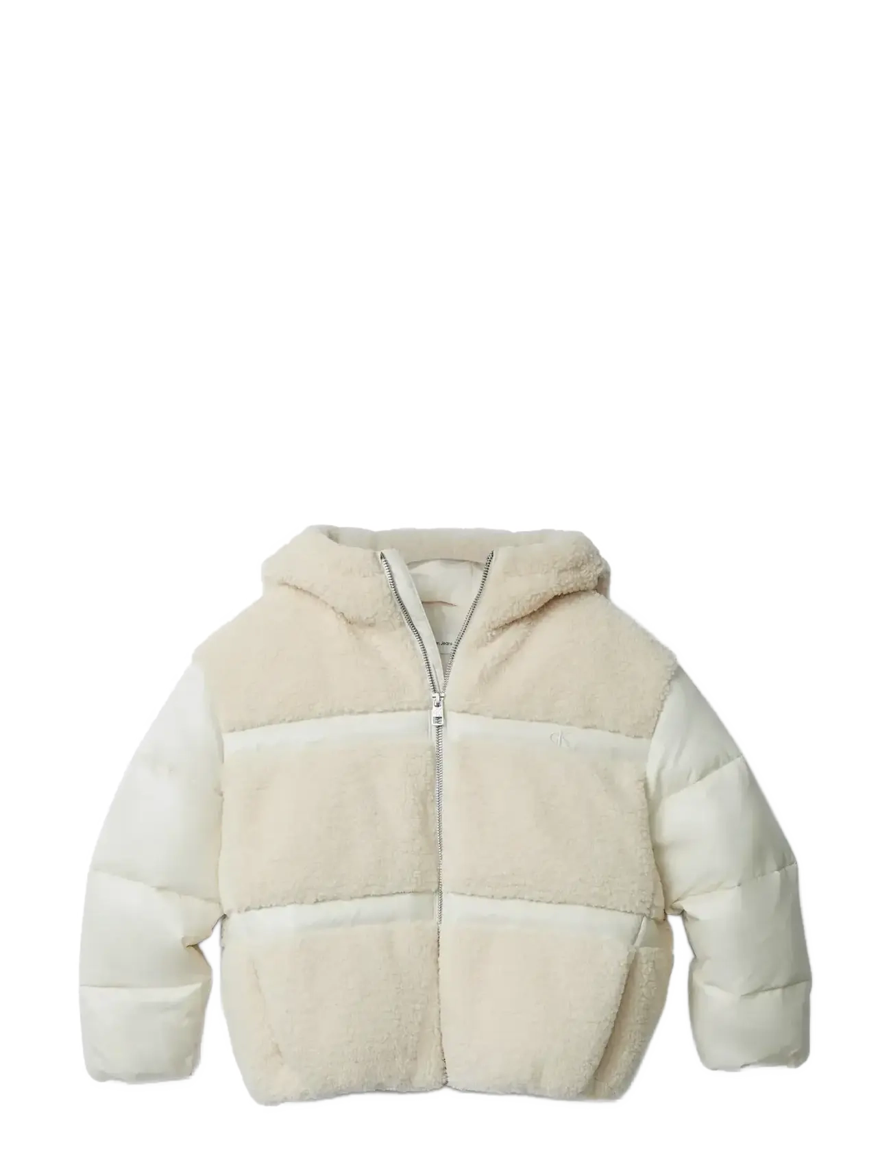 Calvin Klein TEDDY SHINY PUFFER JACKET - Talvejope - WHITECAP GRAY / cream