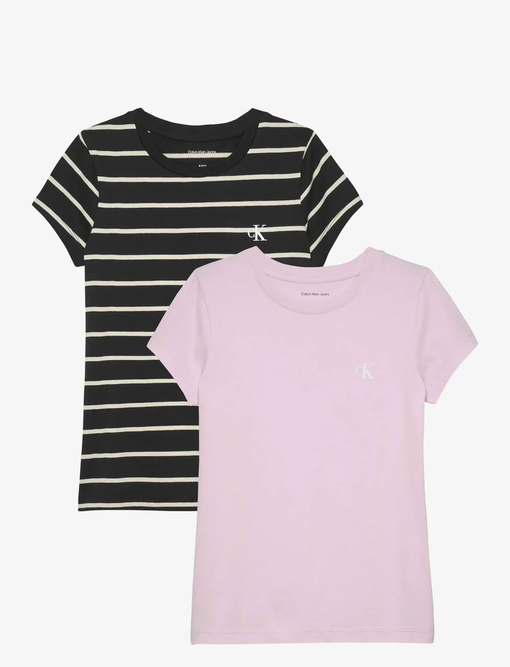 Calvin Klein - 2-PACK STRIPE SLIM SS T-SHIRT - kurzärmelige - light lilac / ck black - 0