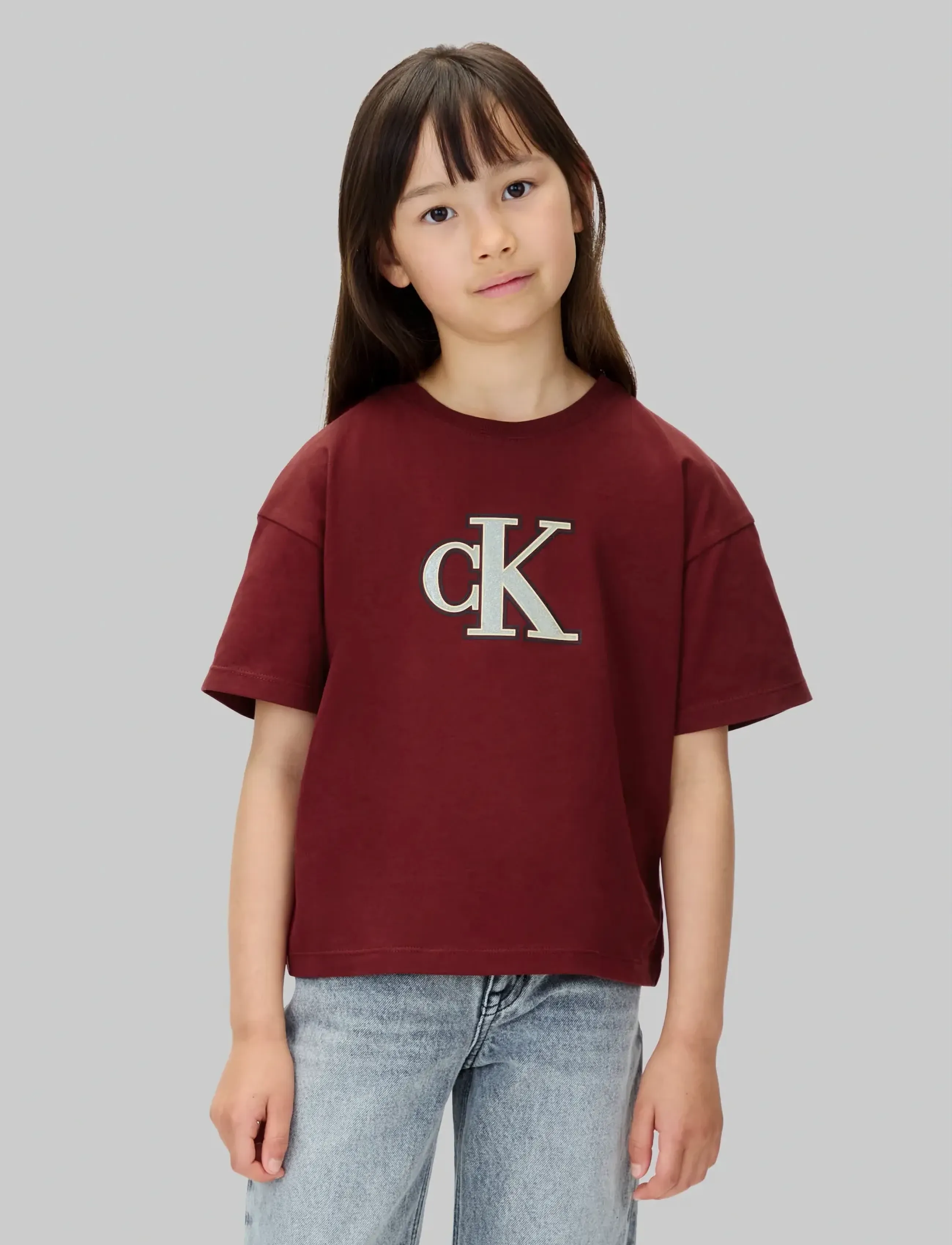 Calvin Klein FESTIVE GRAPHIC SS T-SHIRT - Toppar & T-shirts - RASPBERRY CHOCOLATE / burgundy