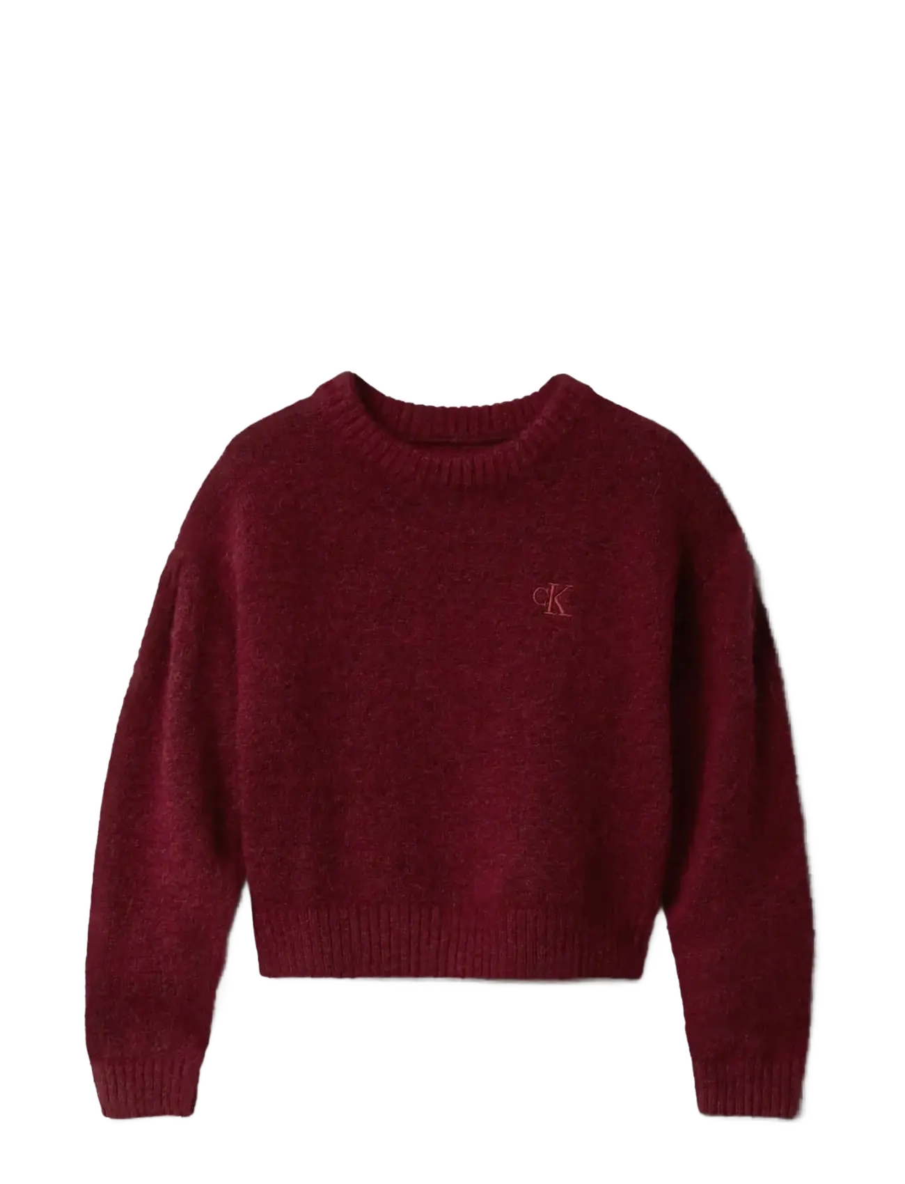 CALVIN KLEIN Box Pleat Fluffy Pullover Burgundy - 128 - Kinder