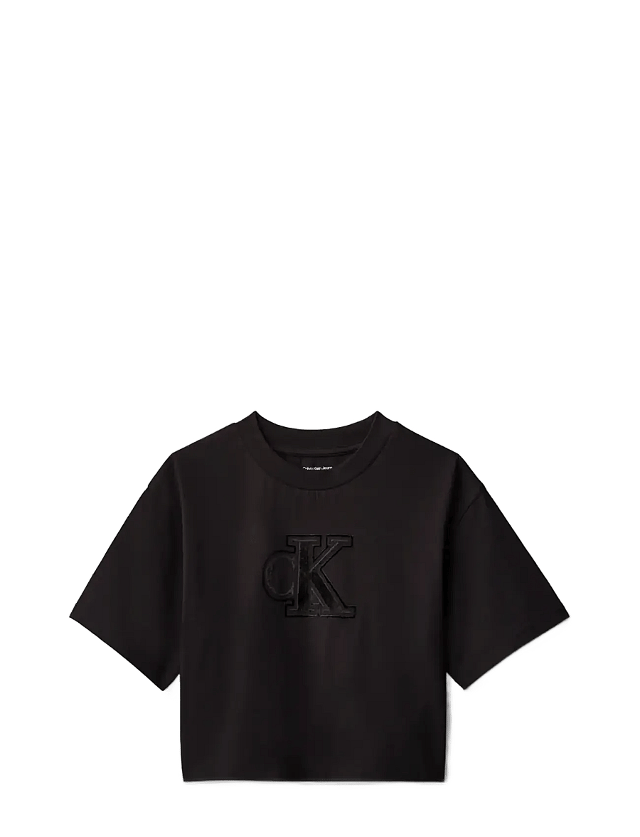 Calvin Klein - VELVET MONOGRAM BOXY S/S T-SHIRT - kurzärmelige - ck black - 1