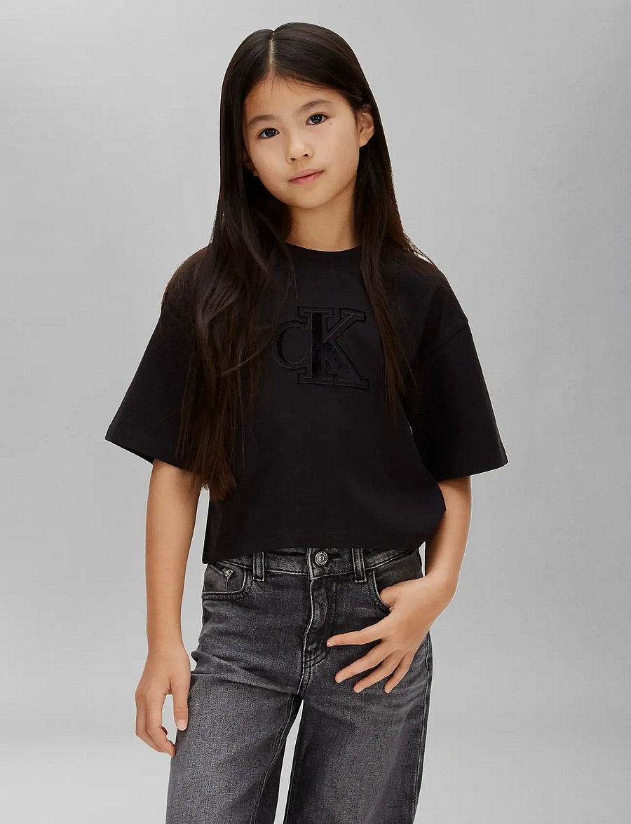 Calvin Klein - VELVET MONOGRAM BOXY S/S T-SHIRT - kurzärmelige - ck black - 3